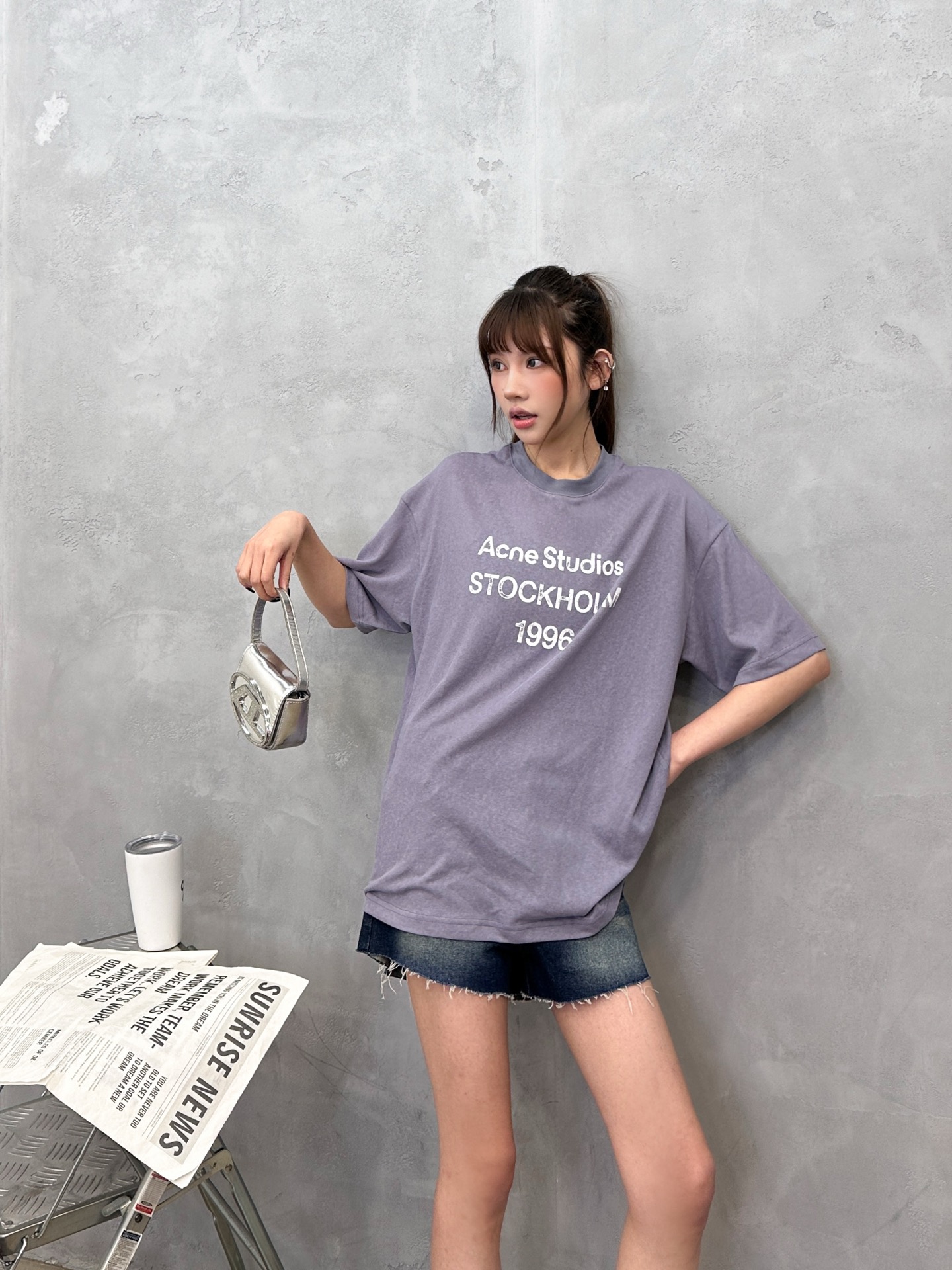 Acne ｜ 新款短袖t，前后经典字母印花工艺，特殊雪花棉面料，亲肤透气，休闲时尚，尺码sml