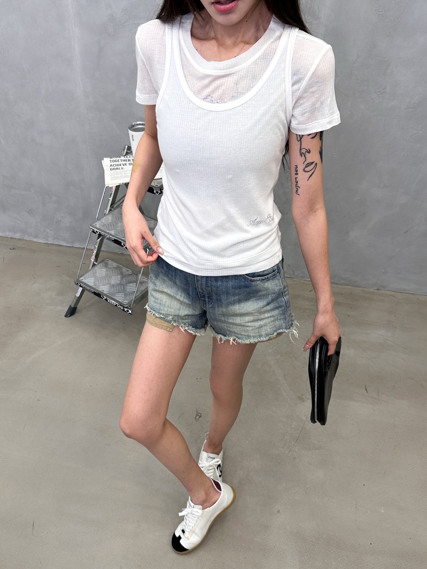 Acne ｜ 新款两件套短袖t，特殊真两件套款式，进口莱赛尔羊毛面料，经典品牌烫钻标，休闲时尚，尺码sm