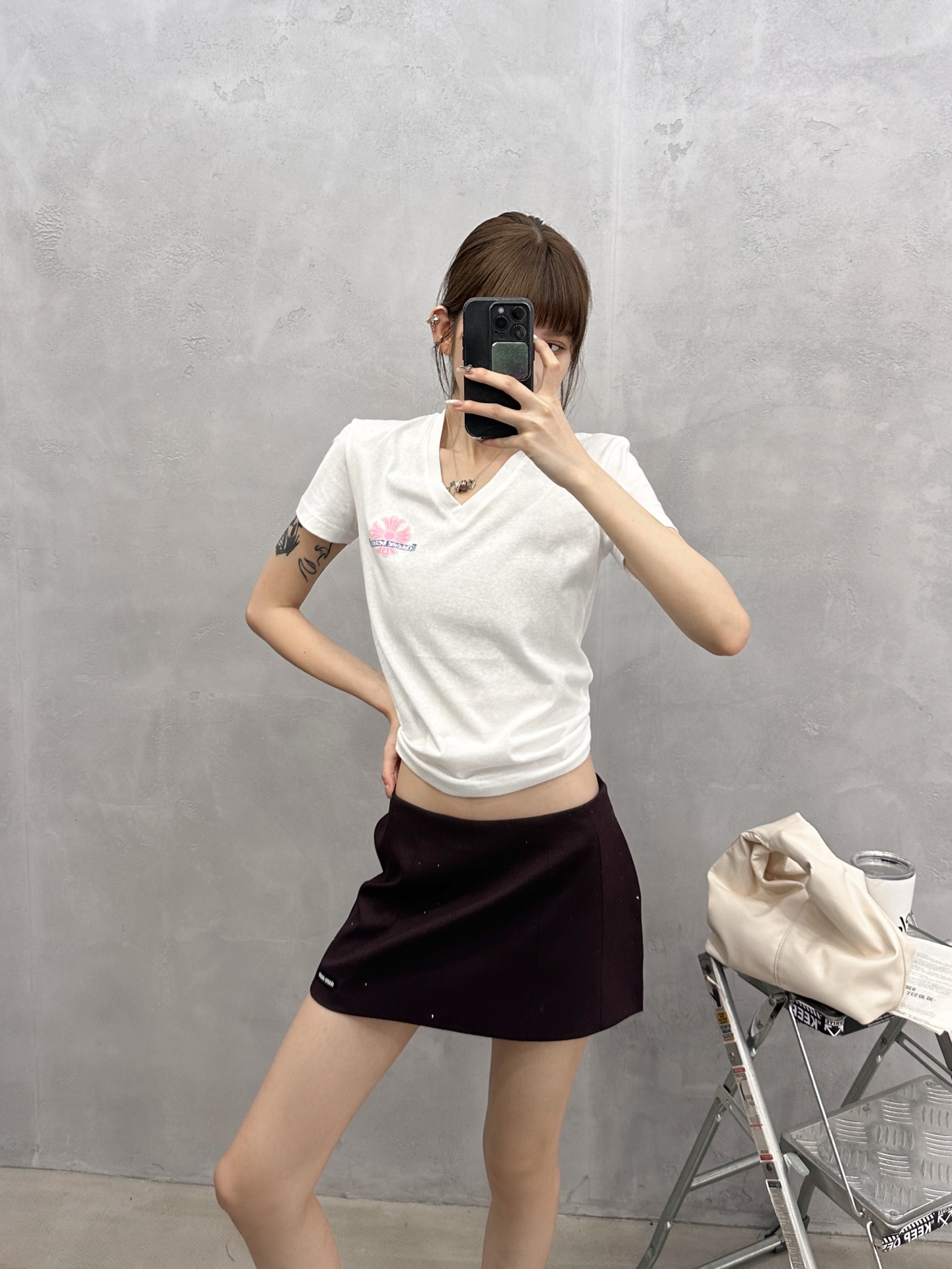 Miu ｜ 新款休闲短裙裤，品牌经典刺绣标，成衣烫钻工艺，时尚休闲，尺码sml