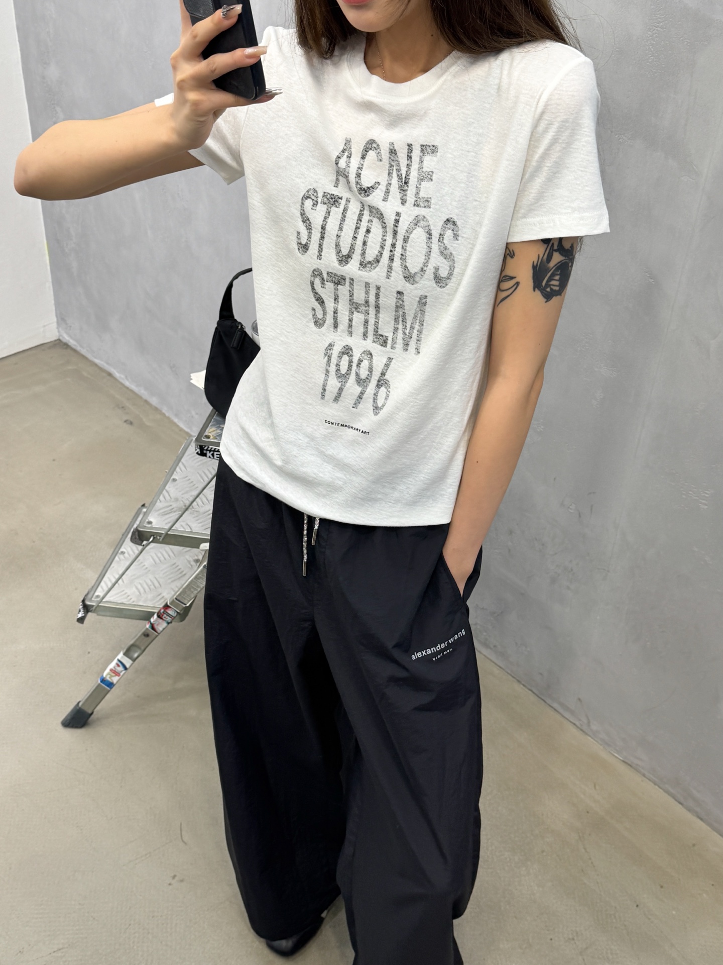 Acne ｜ 新款短袖t，成衣洗水加拔印印花工艺，进口亚麻棉面料，时尚休闲，尺码sml