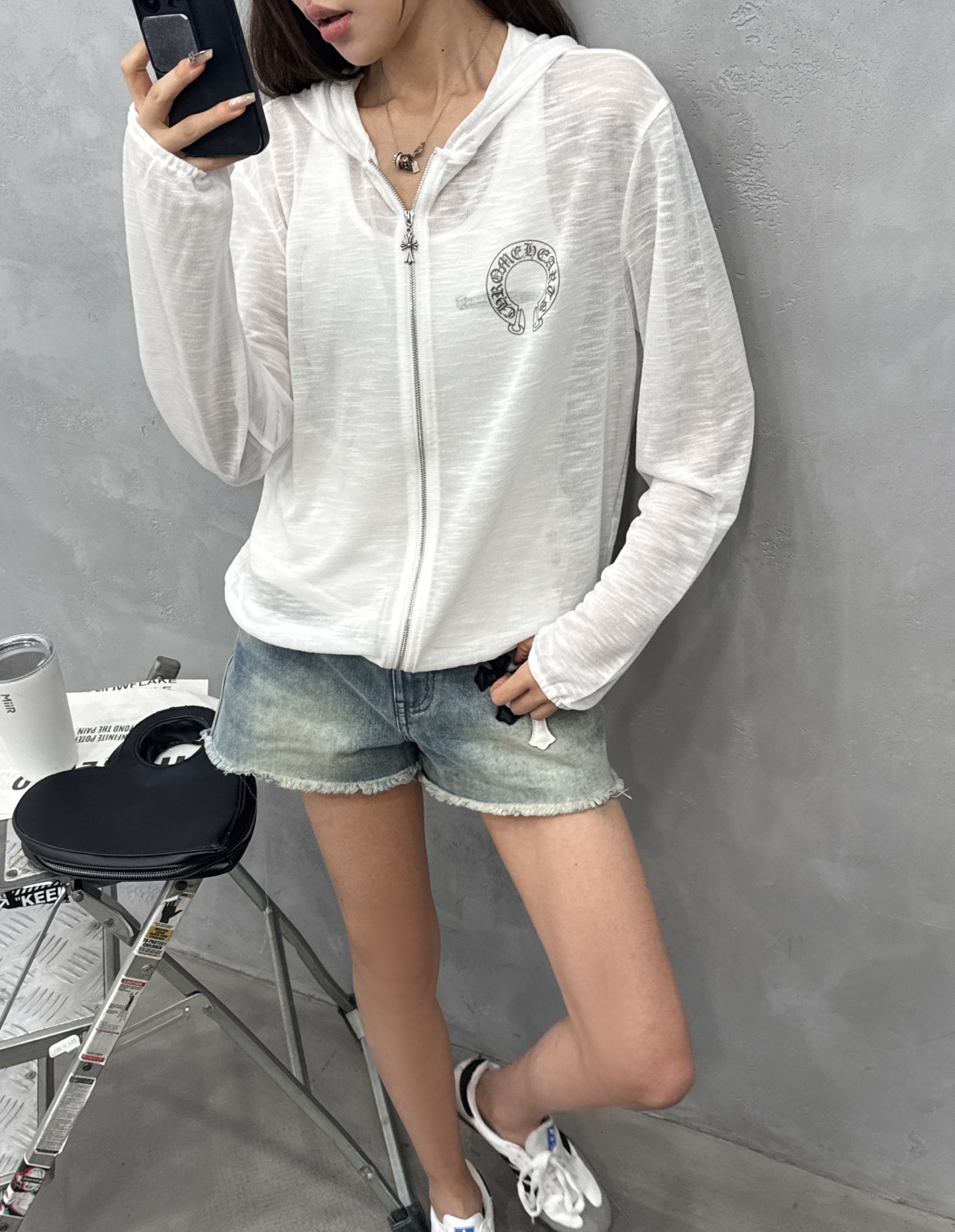 克罗心 ｜ 新款连帽开衫，前后品牌经典印花工艺，进口亚麻混纺面料，休闲时尚，尺码sml