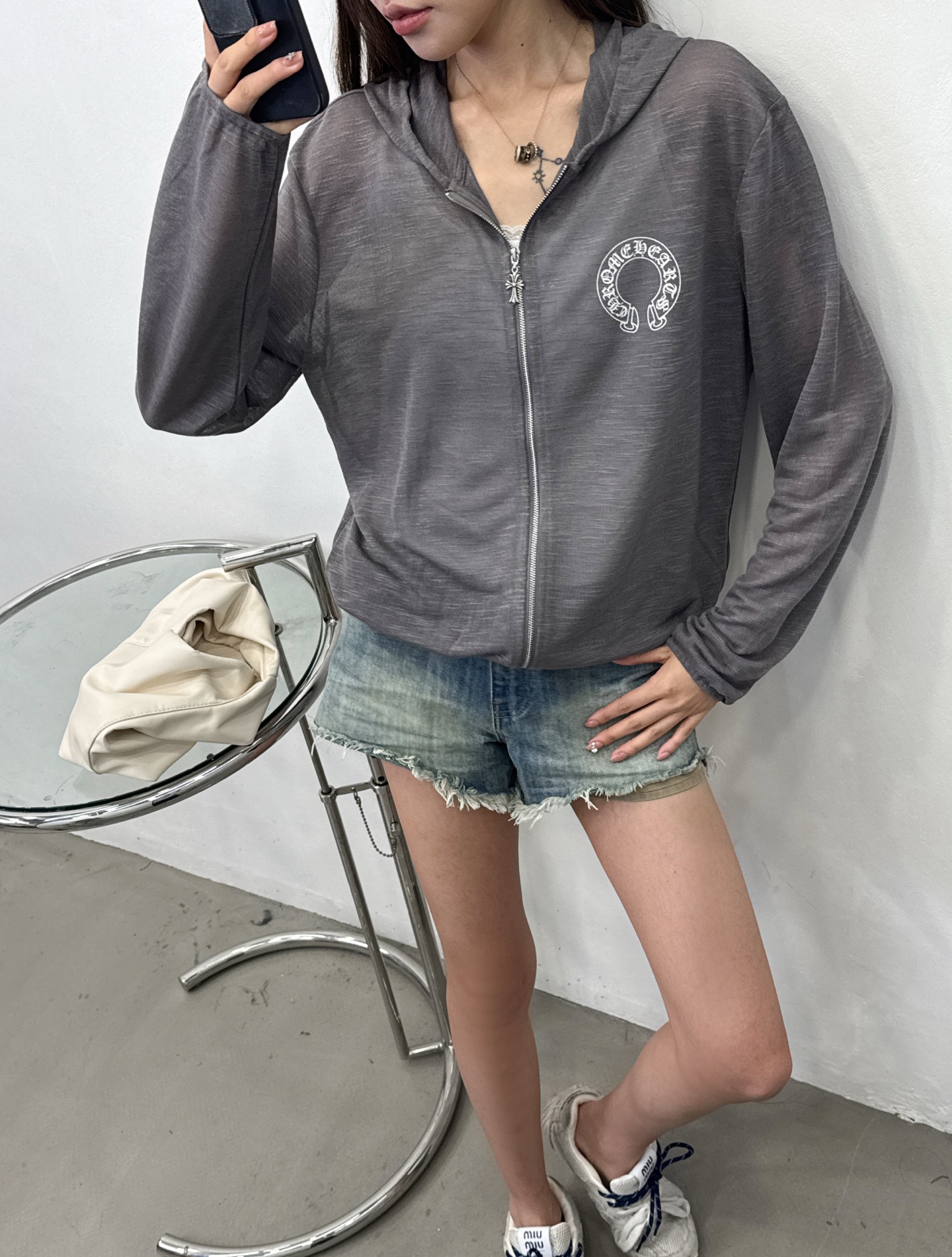 克罗心 ｜ 新款连帽开衫，前后品牌经典印花工艺，进口亚麻混纺面料，休闲时尚，尺码sml
