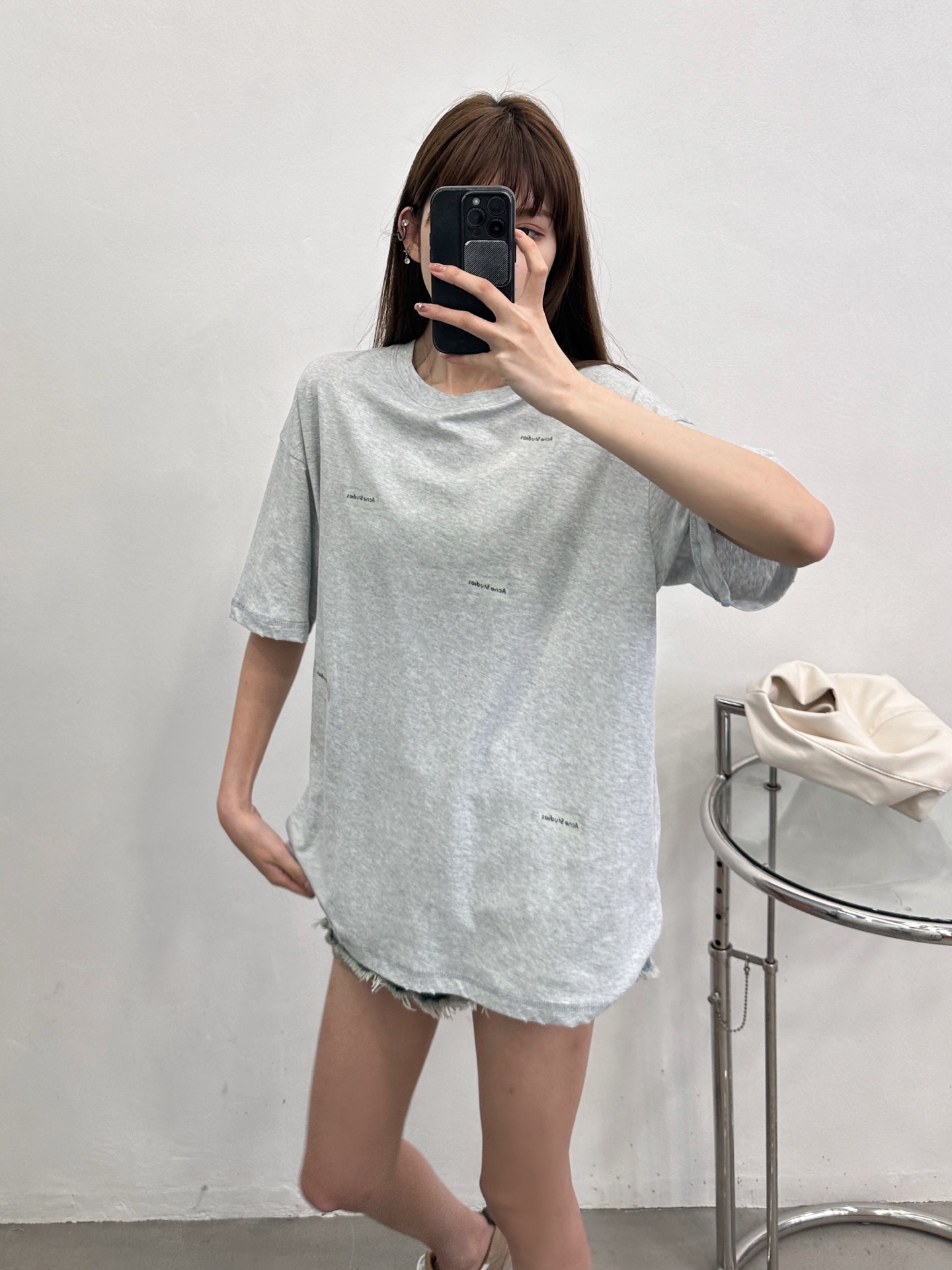 Acne ｜ 新款短袖t，成衣洗水吊磨喷色加成衣直喷印花加胶带印花工艺，日本进口亚麻棉面料，男女同款，尺