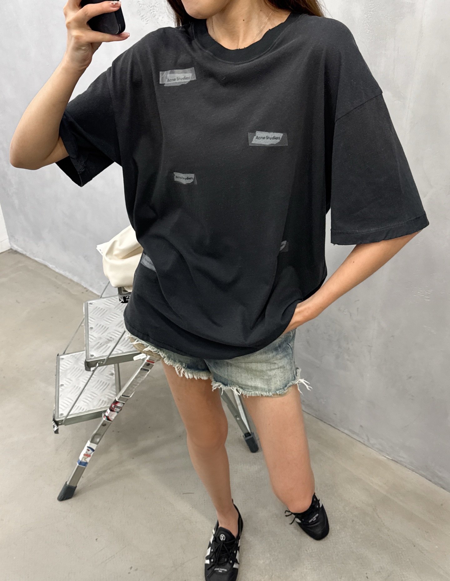 Acne ｜ 新款短袖t，成衣洗水吊磨喷色加成衣直喷印花加胶带印花工艺，日本进口亚麻棉面料，男女同款，尺