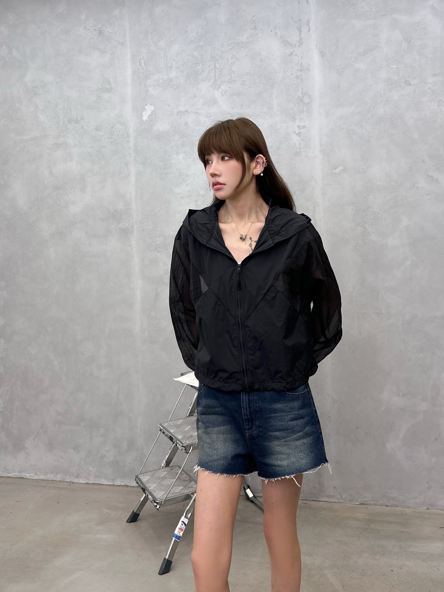 Rickowens ｜ 新款防晒上衣，品牌经典刺绣标，特殊超薄防晒面料AB拼接款式，休闲时尚，尺码sml