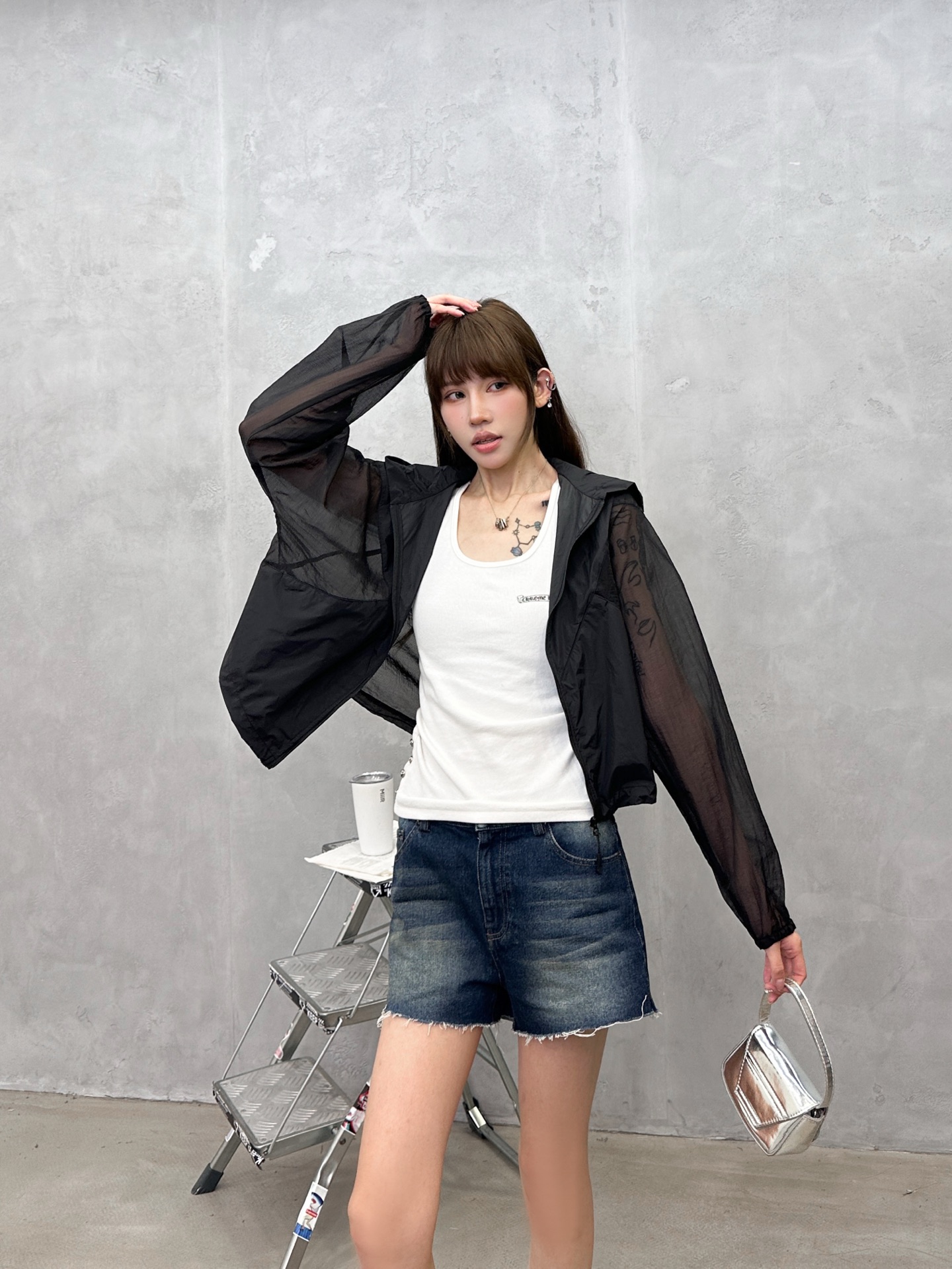 Rickowens ｜ 新款防晒上衣，品牌经典刺绣标，特殊超薄防晒面料AB拼接款式，休闲时尚，尺码sml
