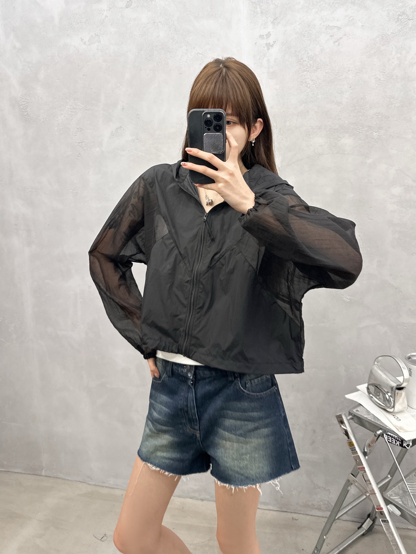 Rickowens ｜ 新款防晒上衣，品牌经典刺绣标，特殊超薄防晒面料AB拼接款式，休闲时尚，尺码sml