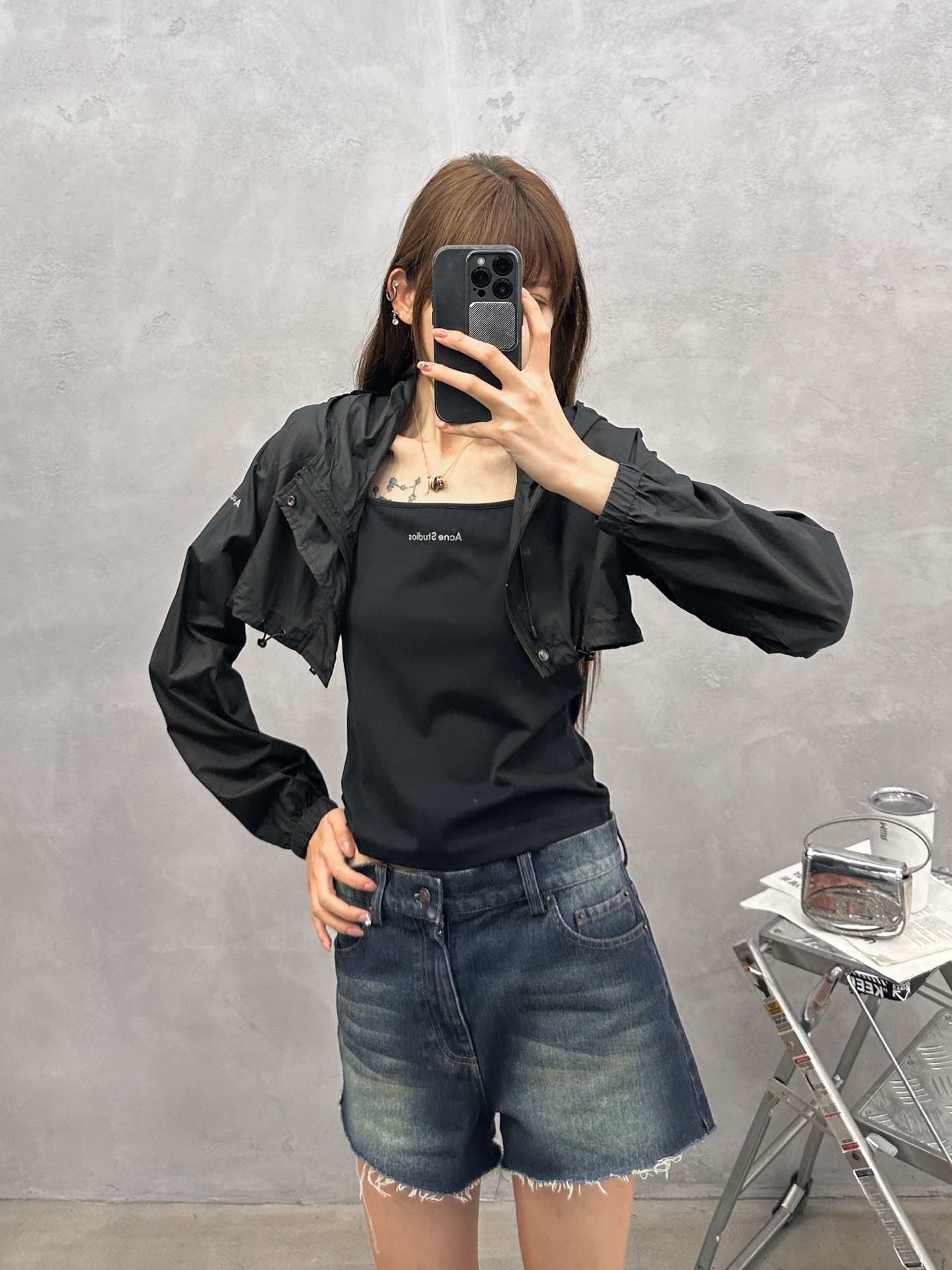 Acne ｜ 新款防晒两件套，品牌经典印花标，真两件套装款式，背心➕外层防晒面料，休闲时尚，尺码sml