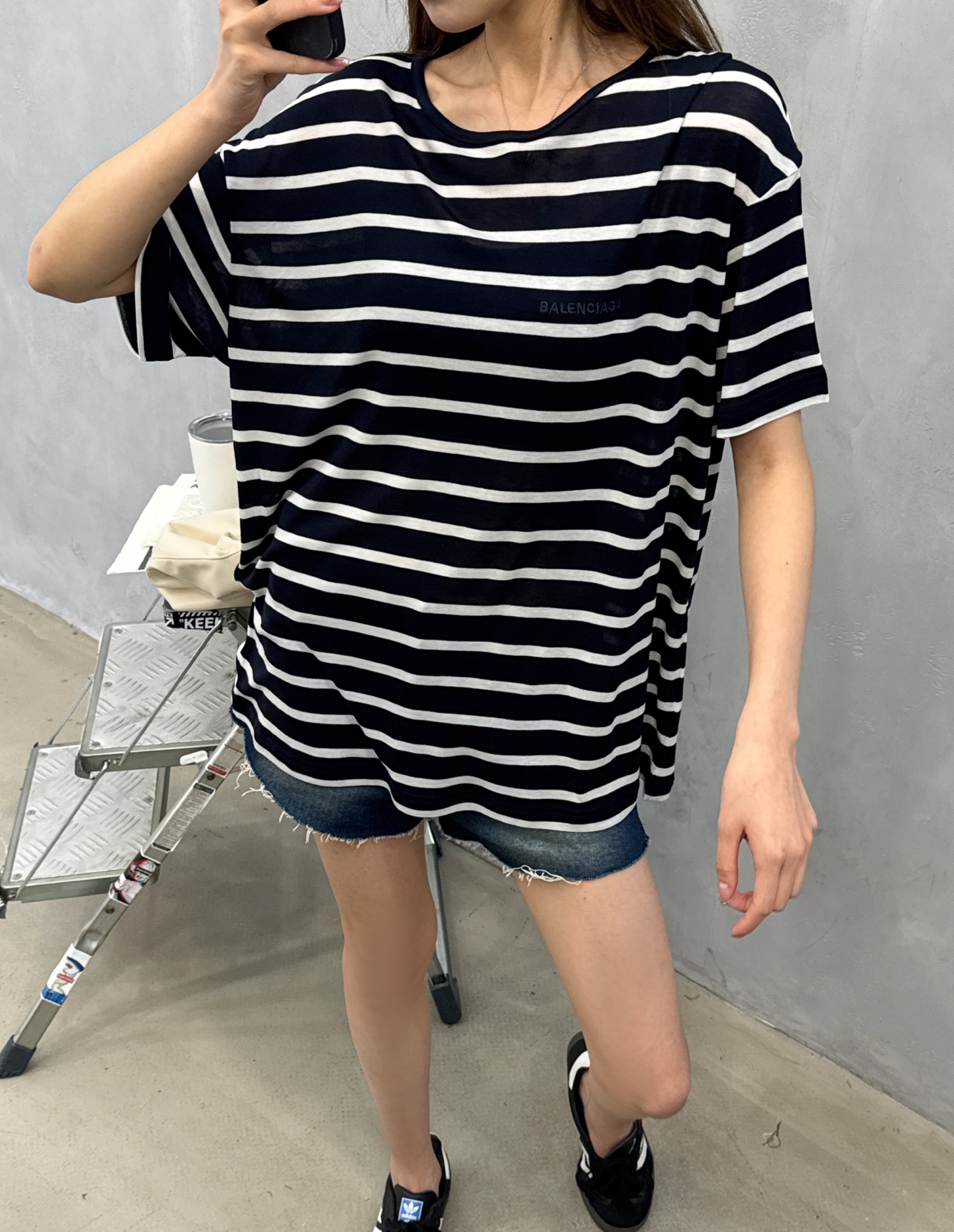 巴黎 ｜ 新款短袖t，品牌经典刺绣标，进口天丝羊毛色织条纹面料，时尚休闲，尺码sml