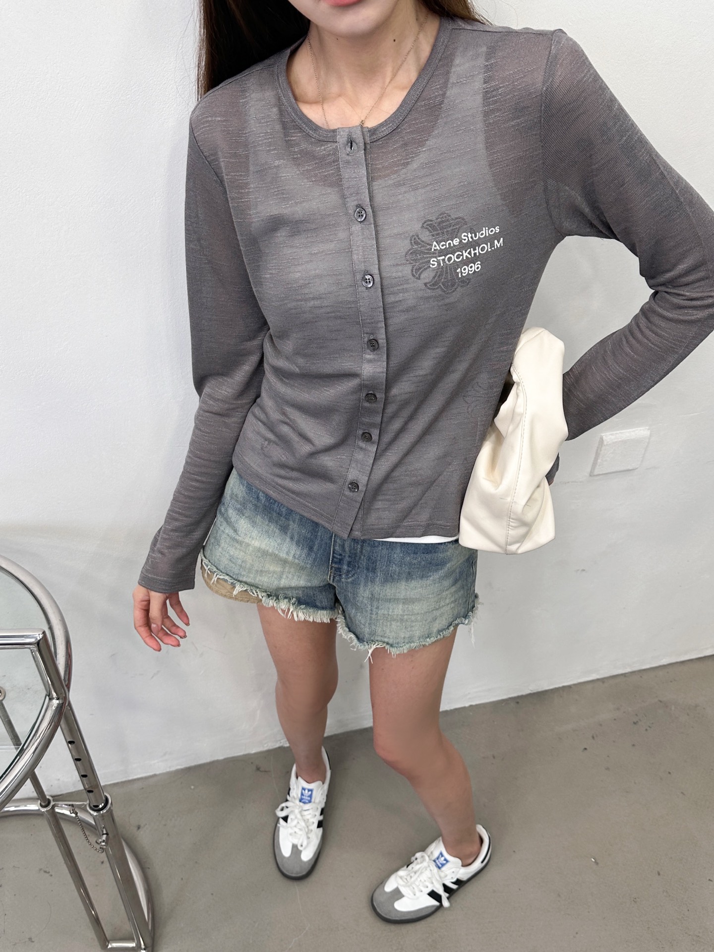 Acne ｜ 新款休闲开衫，品牌经典印花标，进口麻料混纺面料，时尚休闲，尺码sml
