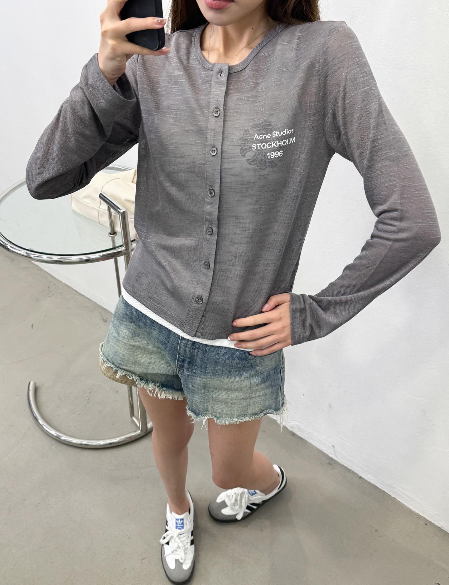 Acne ｜ 新款休闲开衫，品牌经典印花标，进口麻料混纺面料，时尚休闲，尺码sml