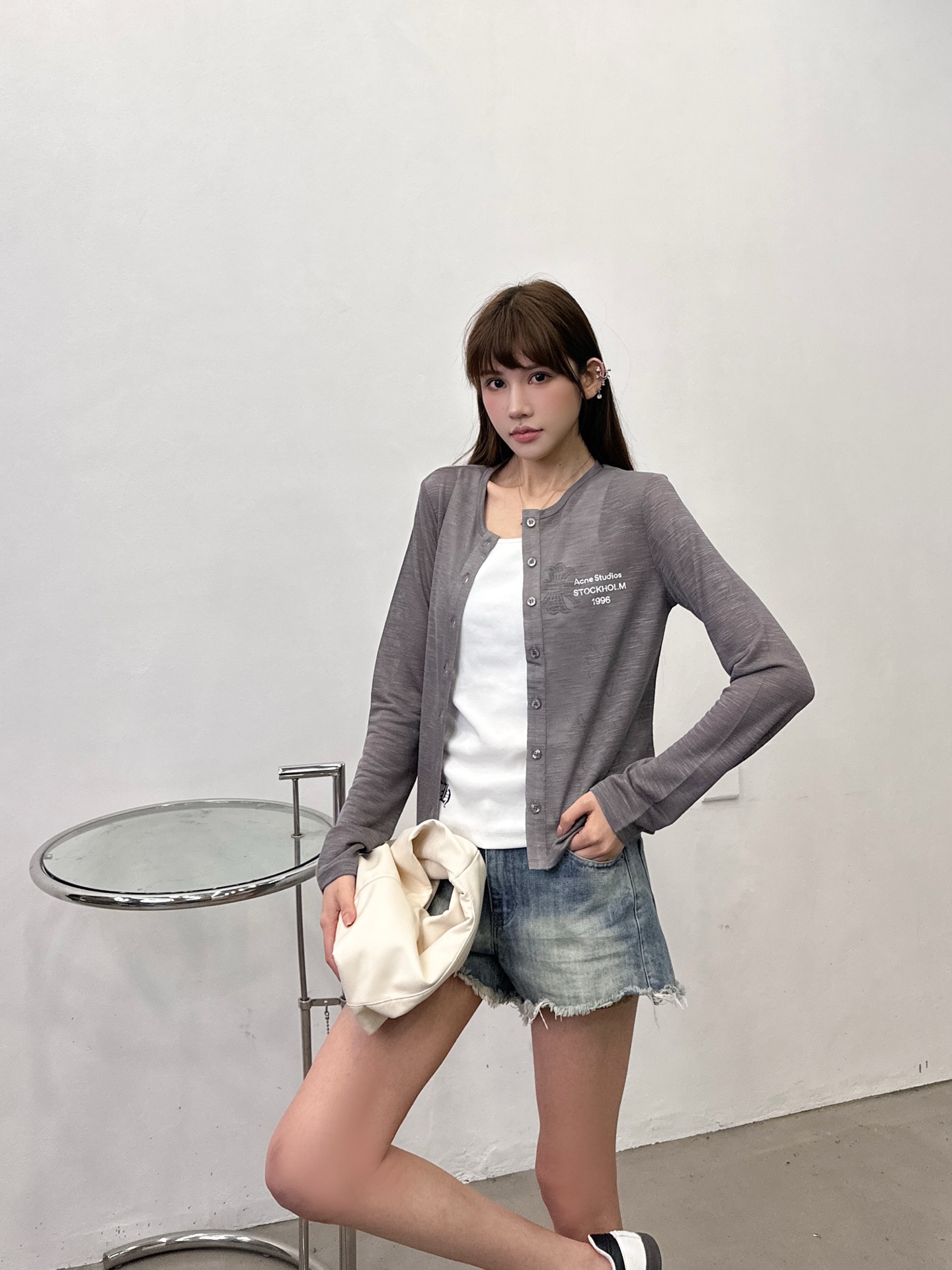 Acne ｜ 新款休闲开衫，品牌经典印花标，进口麻料混纺面料，时尚休闲，尺码sml