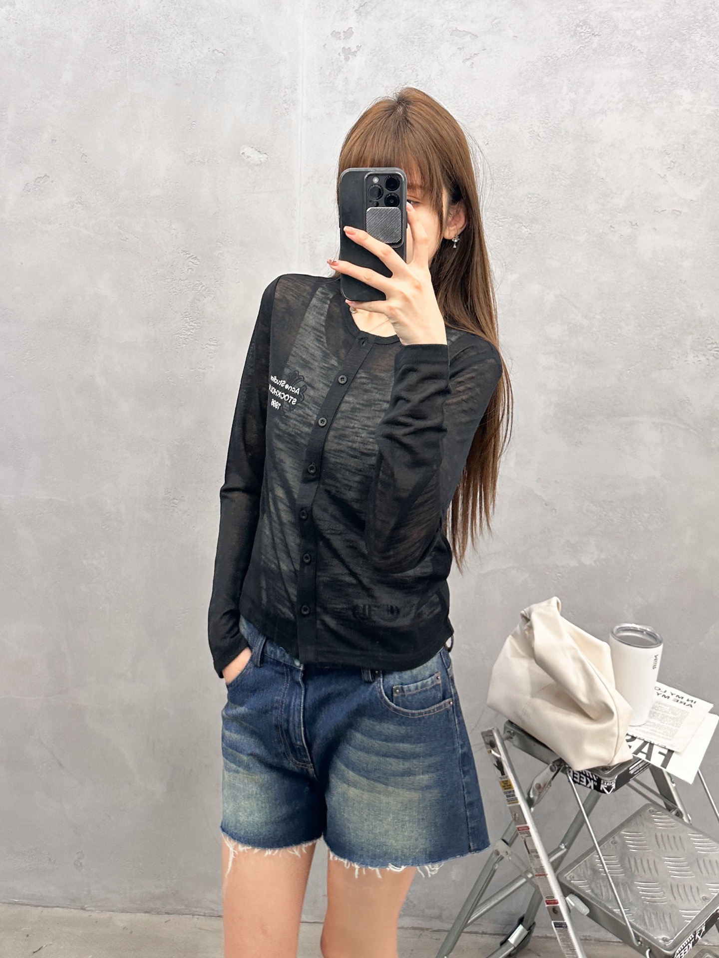 Acne ｜ 新款休闲开衫，品牌经典印花标，进口麻料混纺面料，时尚休闲，尺码sml