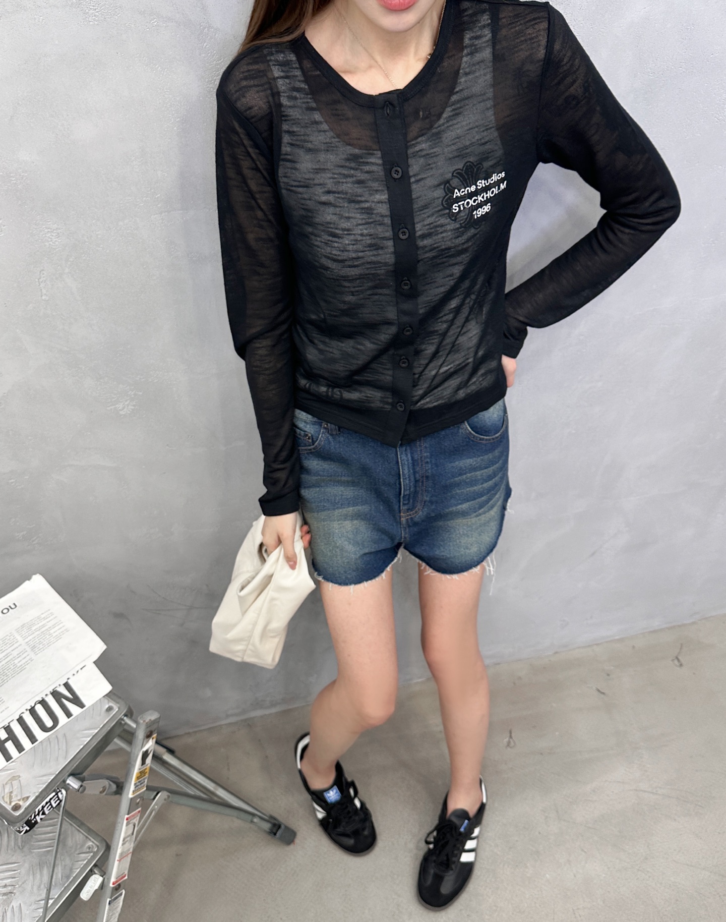 Acne ｜ 新款休闲开衫，品牌经典印花标，进口麻料混纺面料，时尚休闲，尺码sml