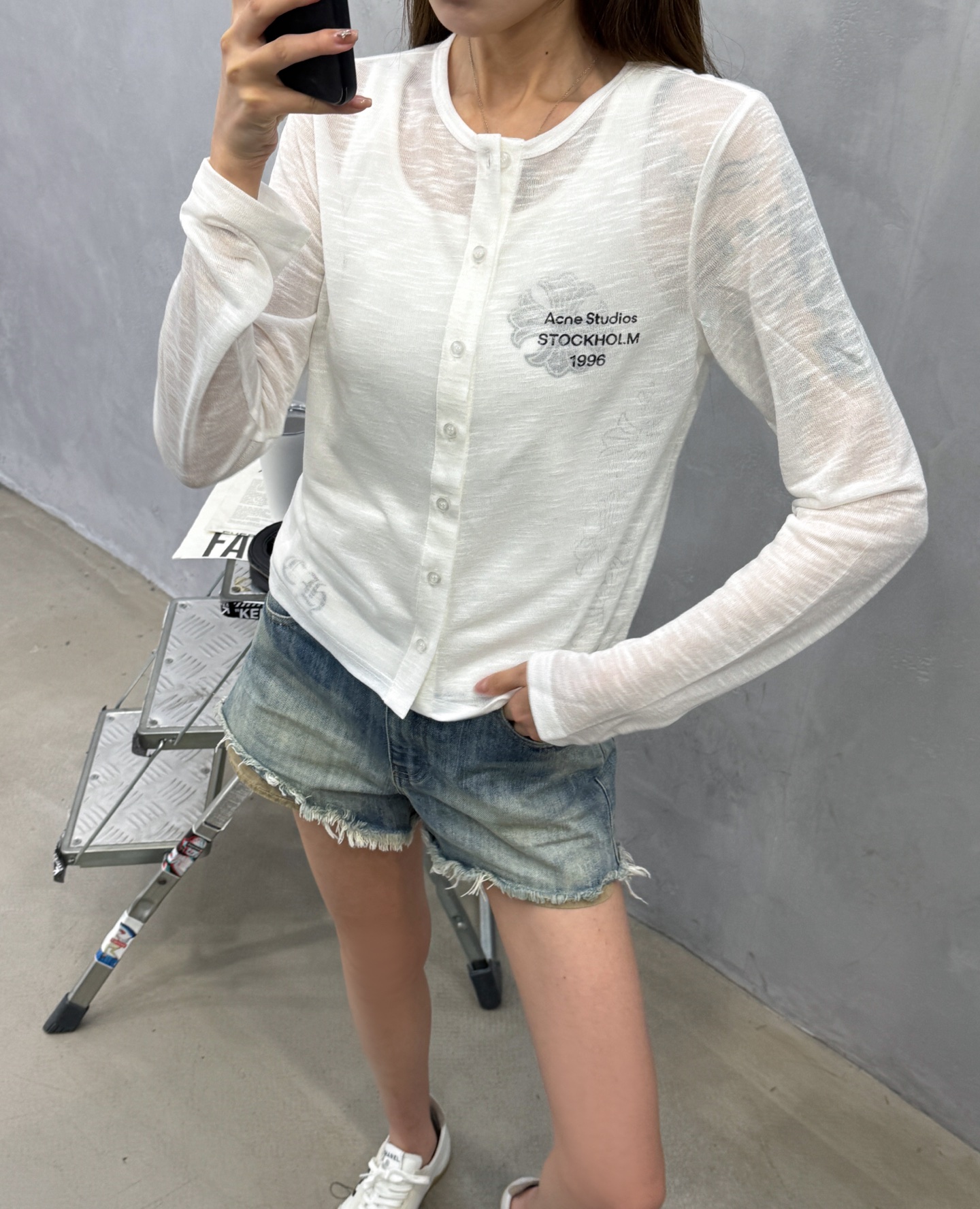 Acne ｜ 新款休闲开衫，品牌经典印花标，进口麻料混纺面料，时尚休闲，尺码sml