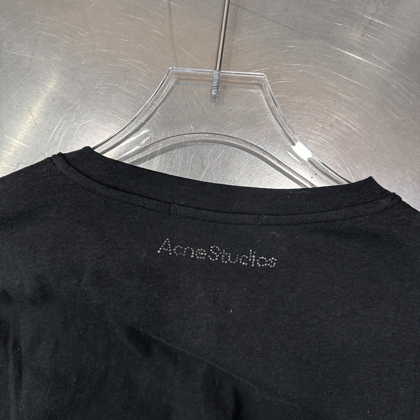 Acne ｜ 新款假两件长袖t，品牌经典字母烫钻工艺，高黏棉面料拼接蕾丝袖假两件款式，时尚休闲，尺码sm