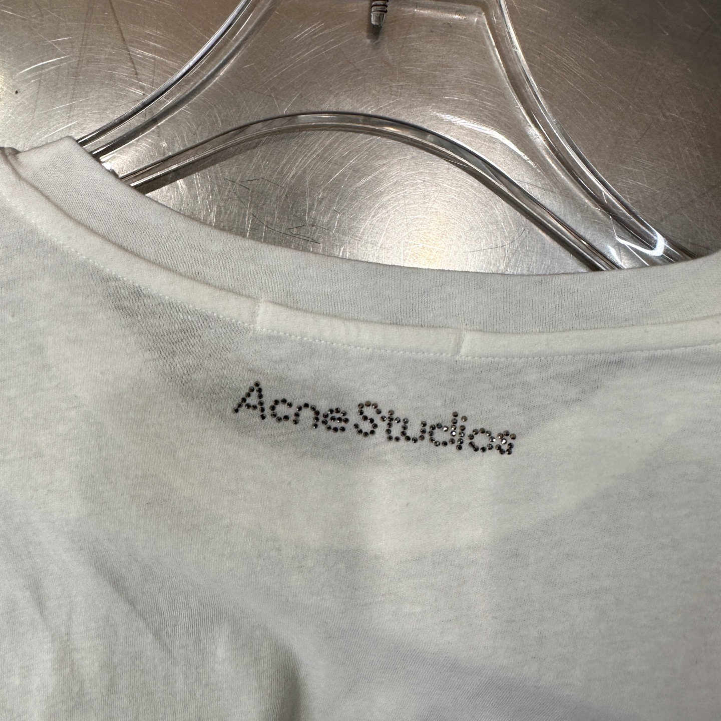Acne ｜ 新款假两件长袖t，品牌经典字母烫钻工艺，高黏棉面料拼接蕾丝袖假两件款式，时尚休闲，尺码sm