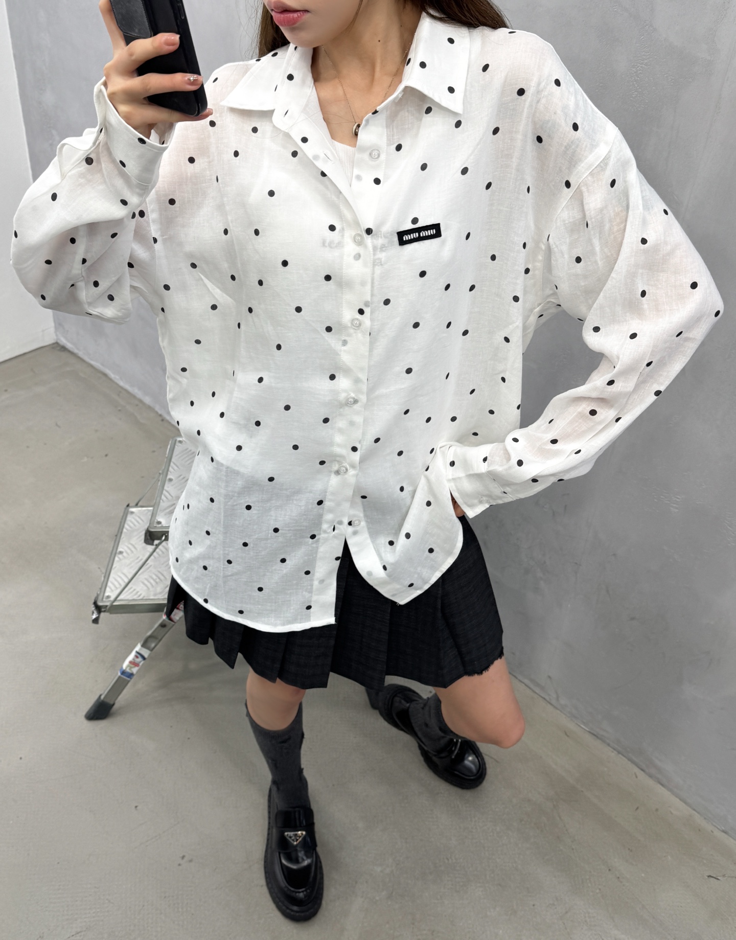 Miu ｜ 新款休闲衬衣，日本进口天丝亚麻衬衣面料，坯布波点印花工艺，时尚休闲，尺码sml