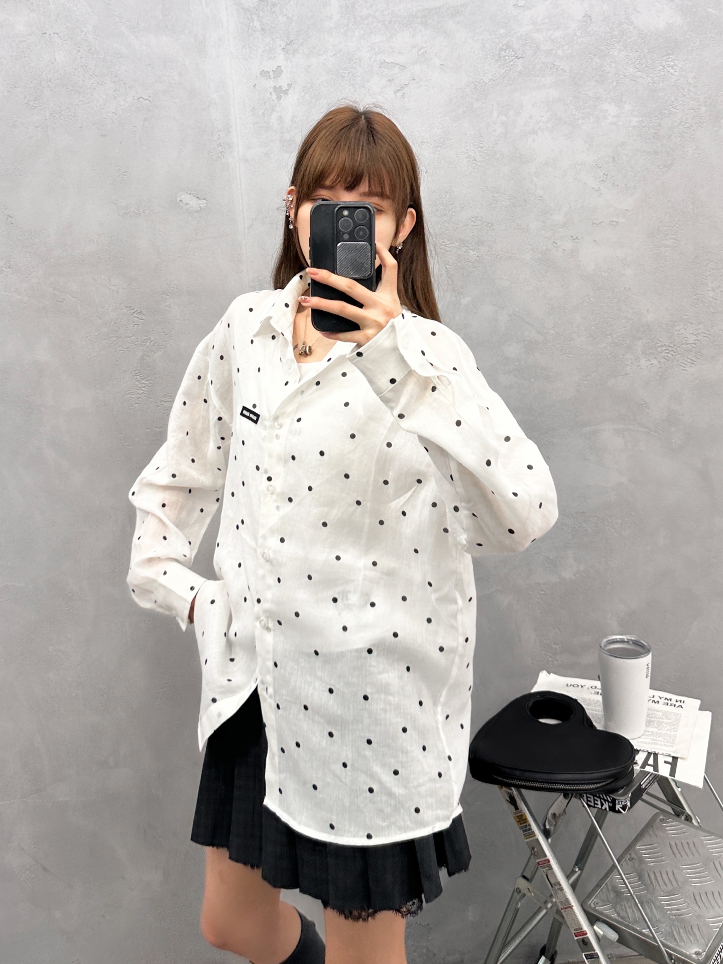 Miu ｜ 新款休闲衬衣，日本进口天丝亚麻衬衣面料，坯布波点印花工艺，时尚休闲，尺码sml