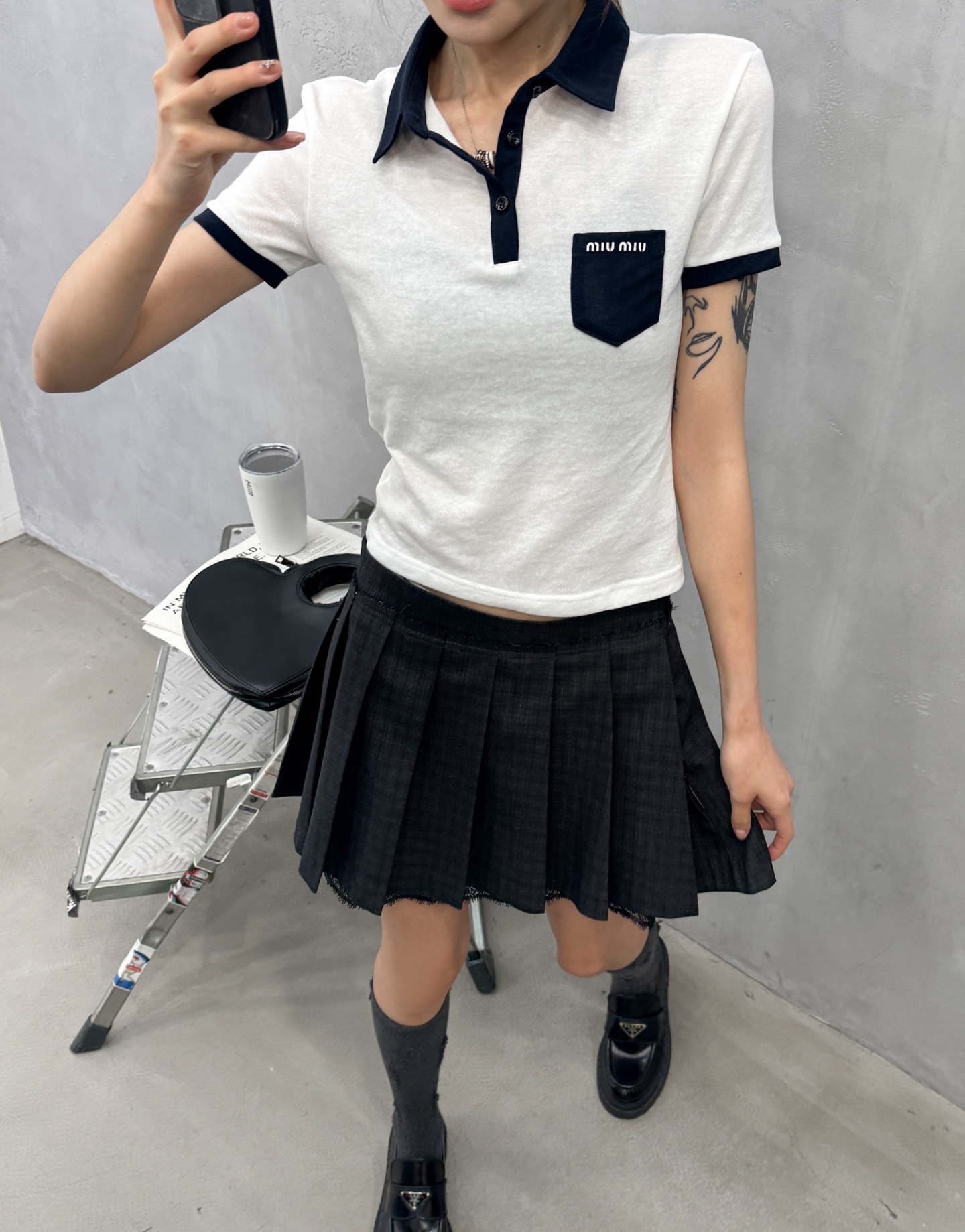 Miu ｜ 新款短袖Polo，成衣洗水固色加前后印花工艺，特殊高黏棉撞色款式，休闲时尚，尺码sml
