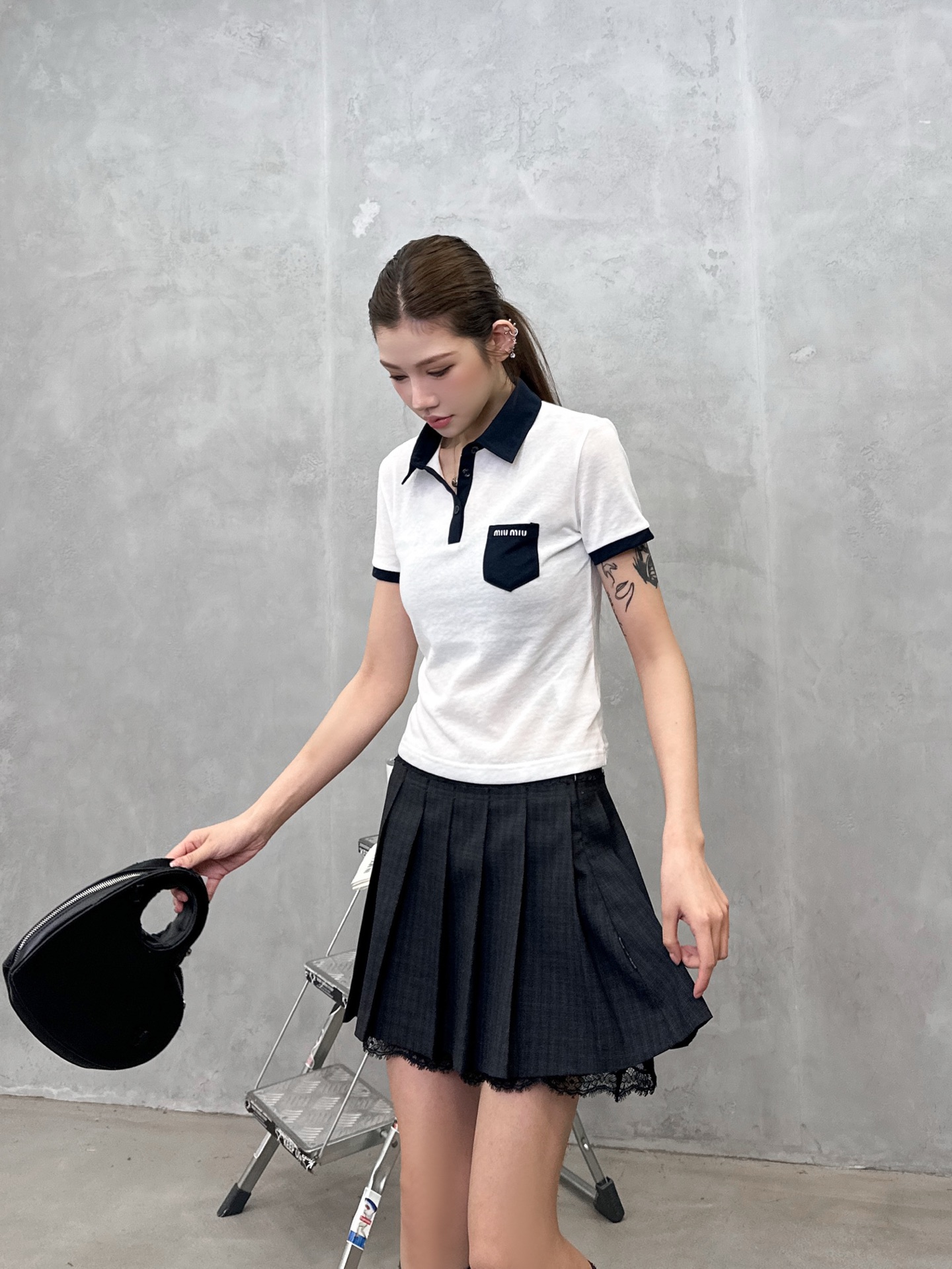 Miu ｜ 新款短袖Polo，成衣洗水固色加前后印花工艺，特殊高黏棉撞色款式，休闲时尚，尺码sml