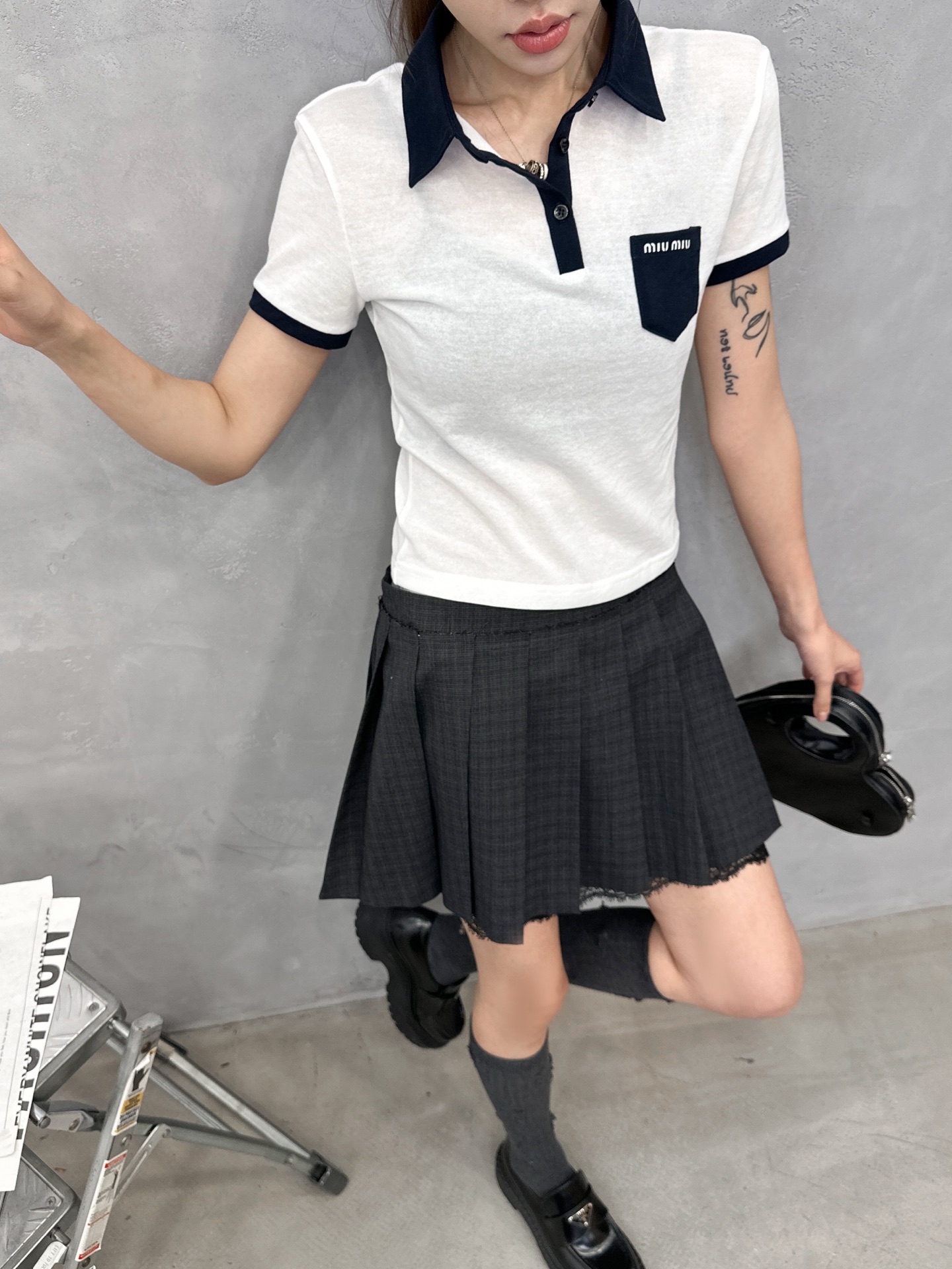 Miu ｜ 新款短袖Polo，成衣洗水固色加前后印花工艺，特殊高黏棉撞色款式，休闲时尚，尺码sml