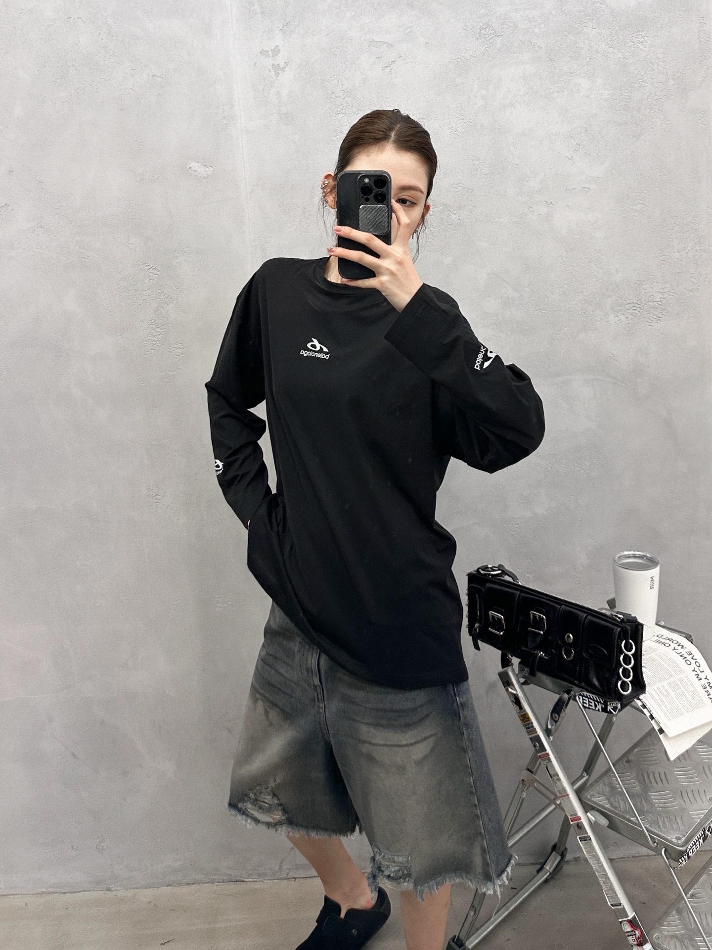 巴黎 ｜ 新款长袖打底，全身四处反光印花标，进口高黏棉面料，休闲时尚，尺码sml