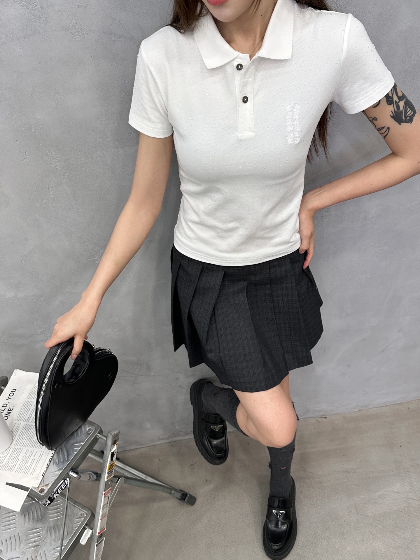 克罗心 ｜ 新款短袖Polo，品牌经典刺绣标加成衣洗水烫钻工艺，休闲时尚，尺码sml