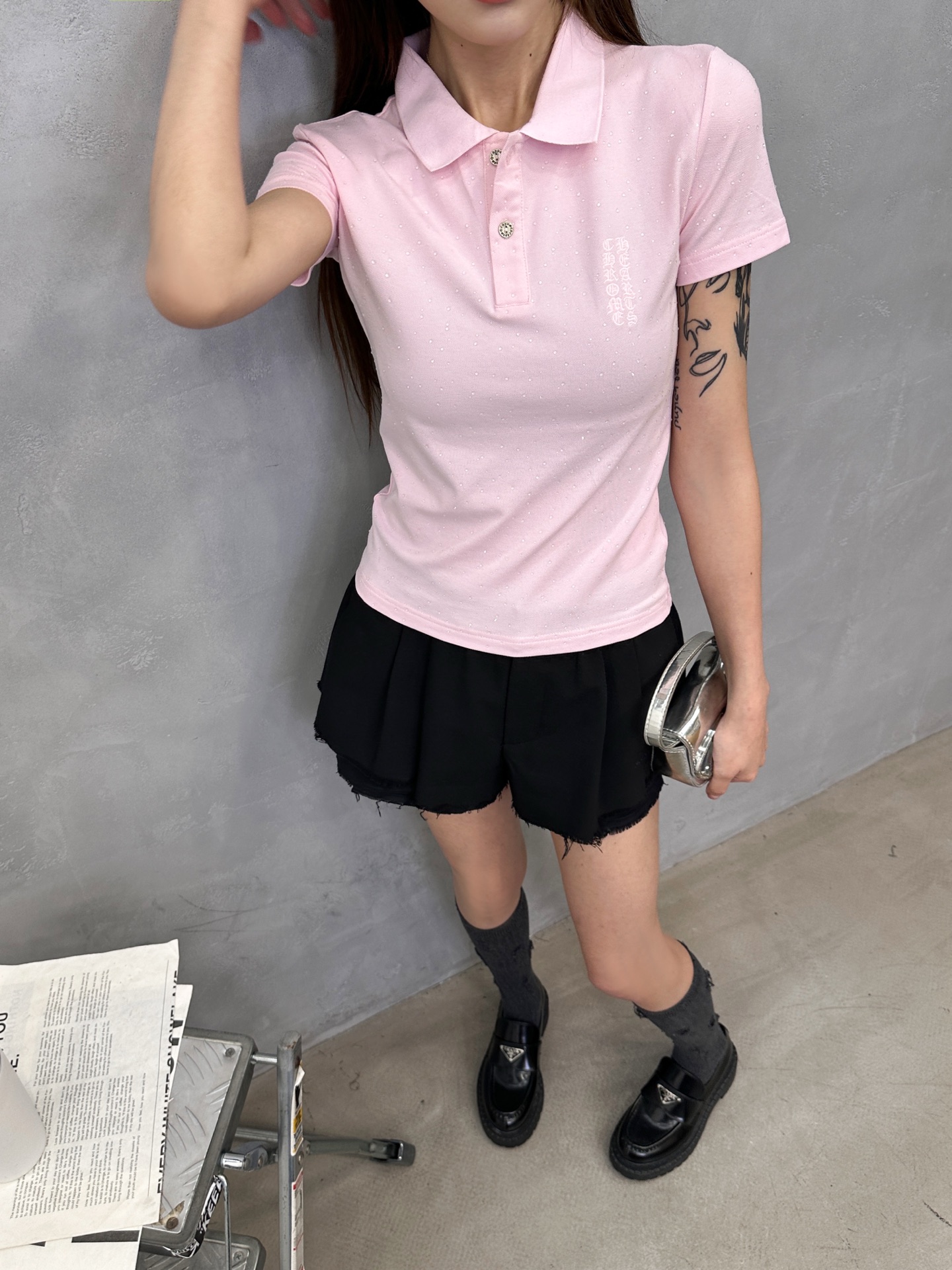 克罗心 ｜ 新款短袖Polo，品牌经典刺绣标加成衣洗水烫钻工艺，休闲时尚，尺码sml