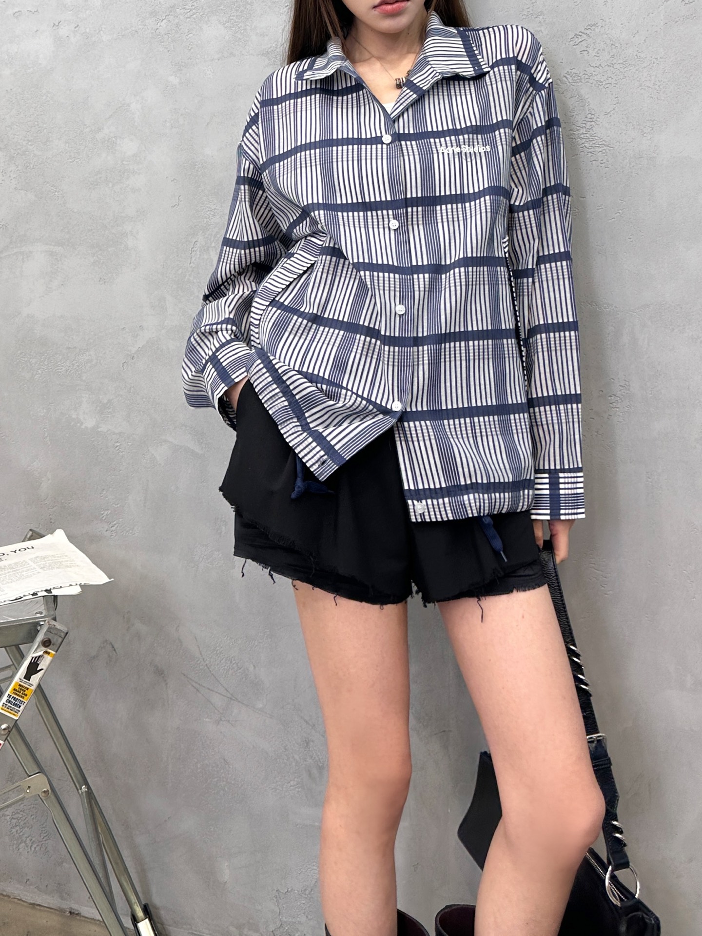 Acne ｜ 新款时尚罩衫，品牌经典刺绣标，韩国进口桑蚕丝色织格纹面料，休闲时尚，尺码sml