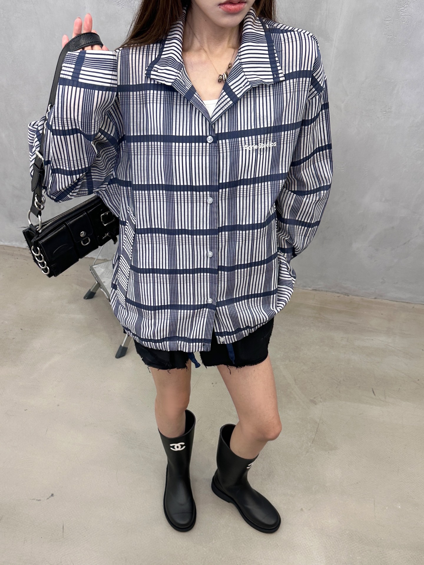 Acne ｜ 新款时尚罩衫，品牌经典刺绣标，韩国进口桑蚕丝色织格纹面料，休闲时尚，尺码sml