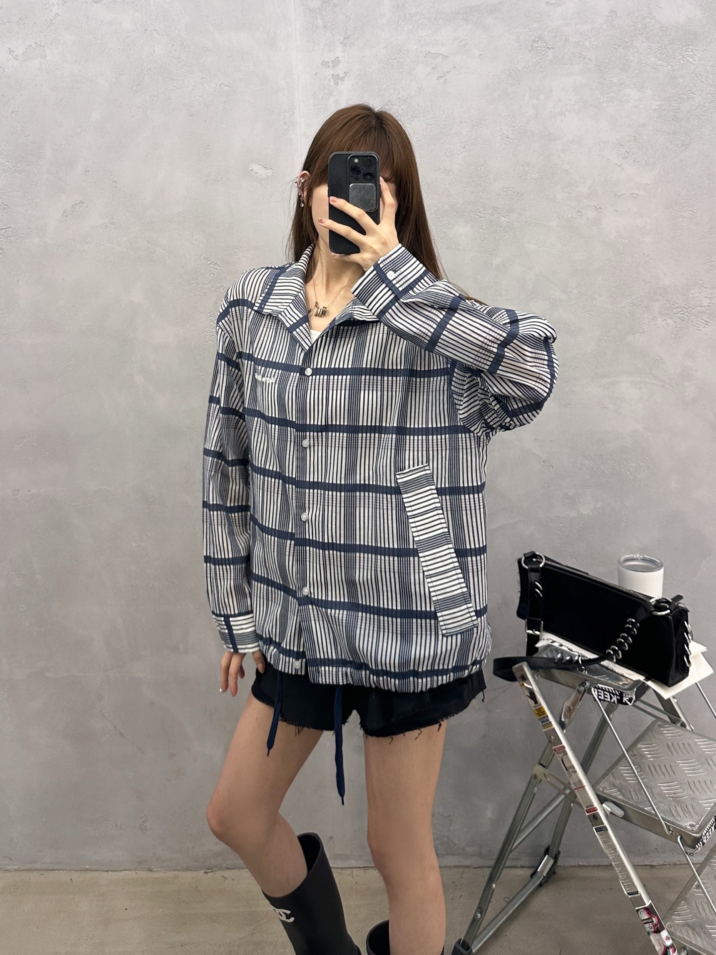 Acne ｜ 新款时尚罩衫，品牌经典刺绣标，韩国进口桑蚕丝色织格纹面料，休闲时尚，尺码sml