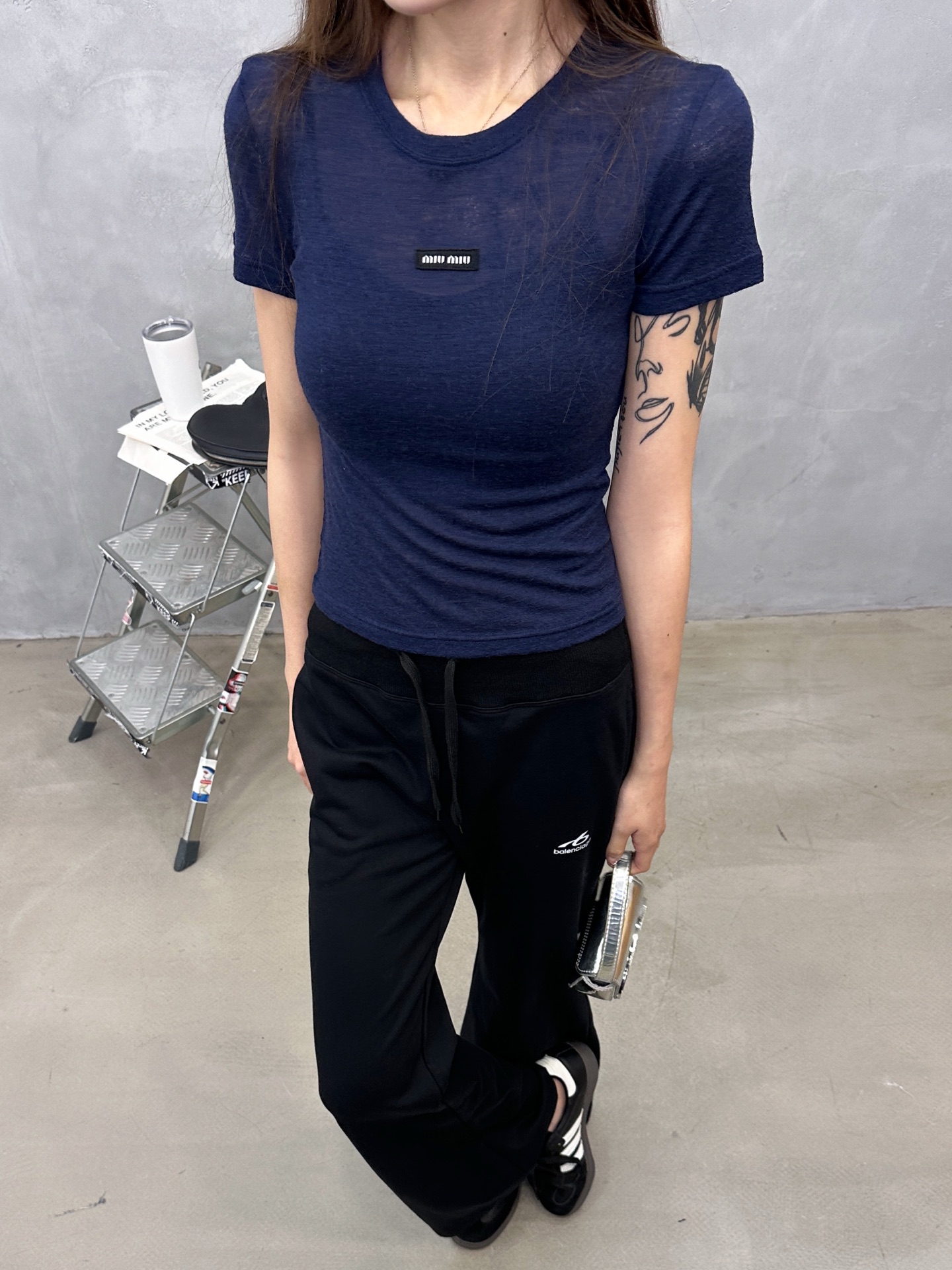 Miu ｜ 新款短袖t，品牌经典刺绣标，100%羊毛进口面料，休闲时尚，尺码sml