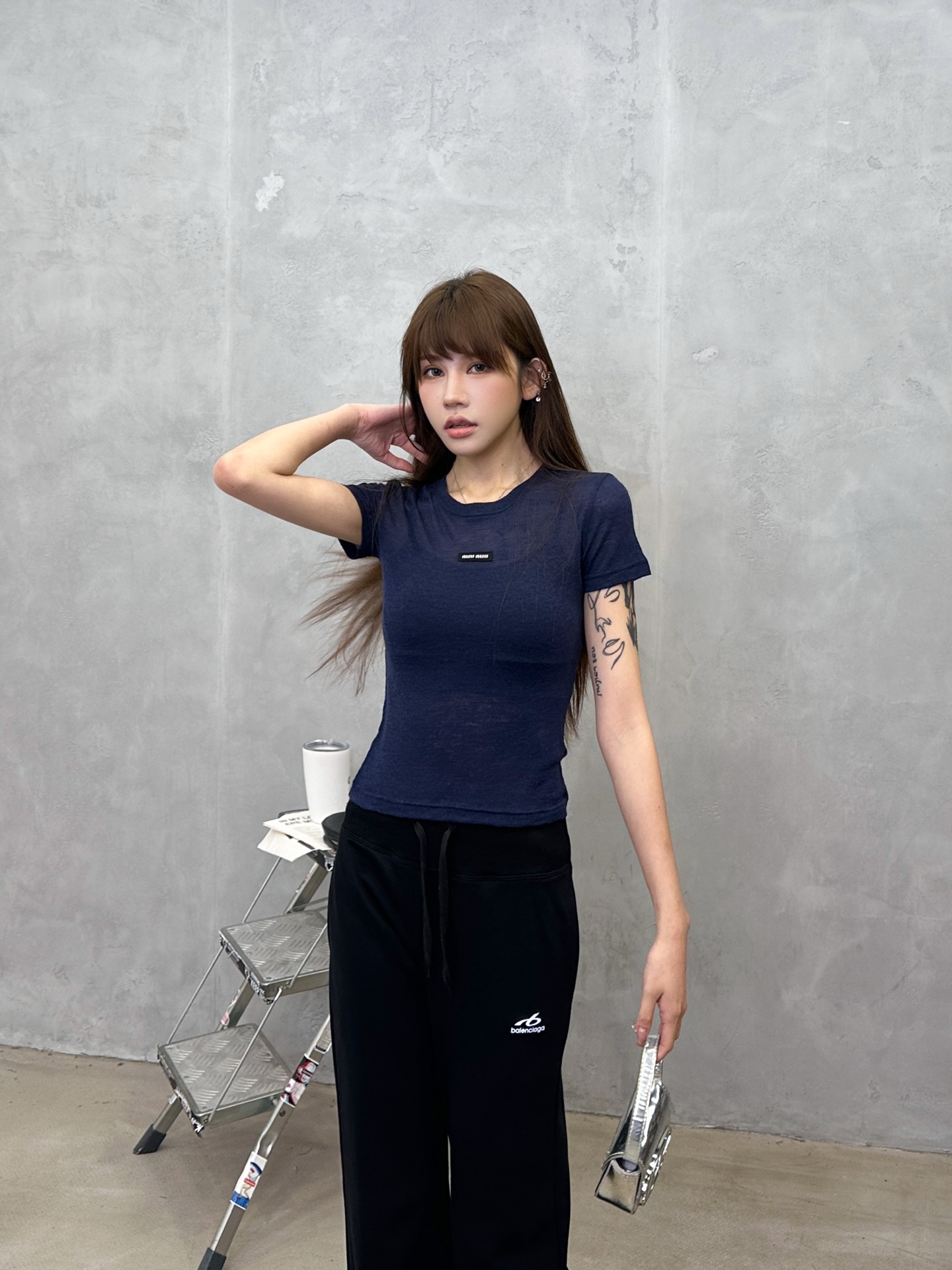 Miu ｜ 新款短袖t，品牌经典刺绣标，100%羊毛进口面料，休闲时尚，尺码sml