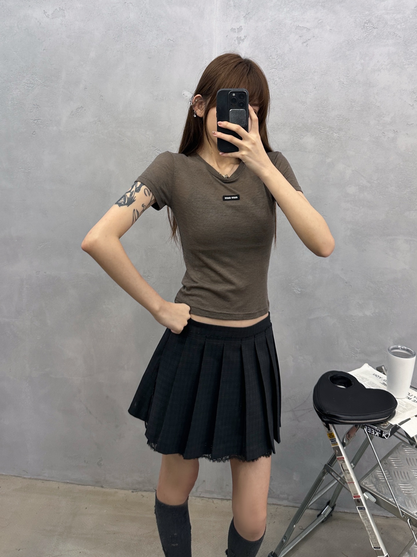 Miu ｜ 新款短袖t，品牌经典刺绣标，100%羊毛进口面料，休闲时尚，尺码sml