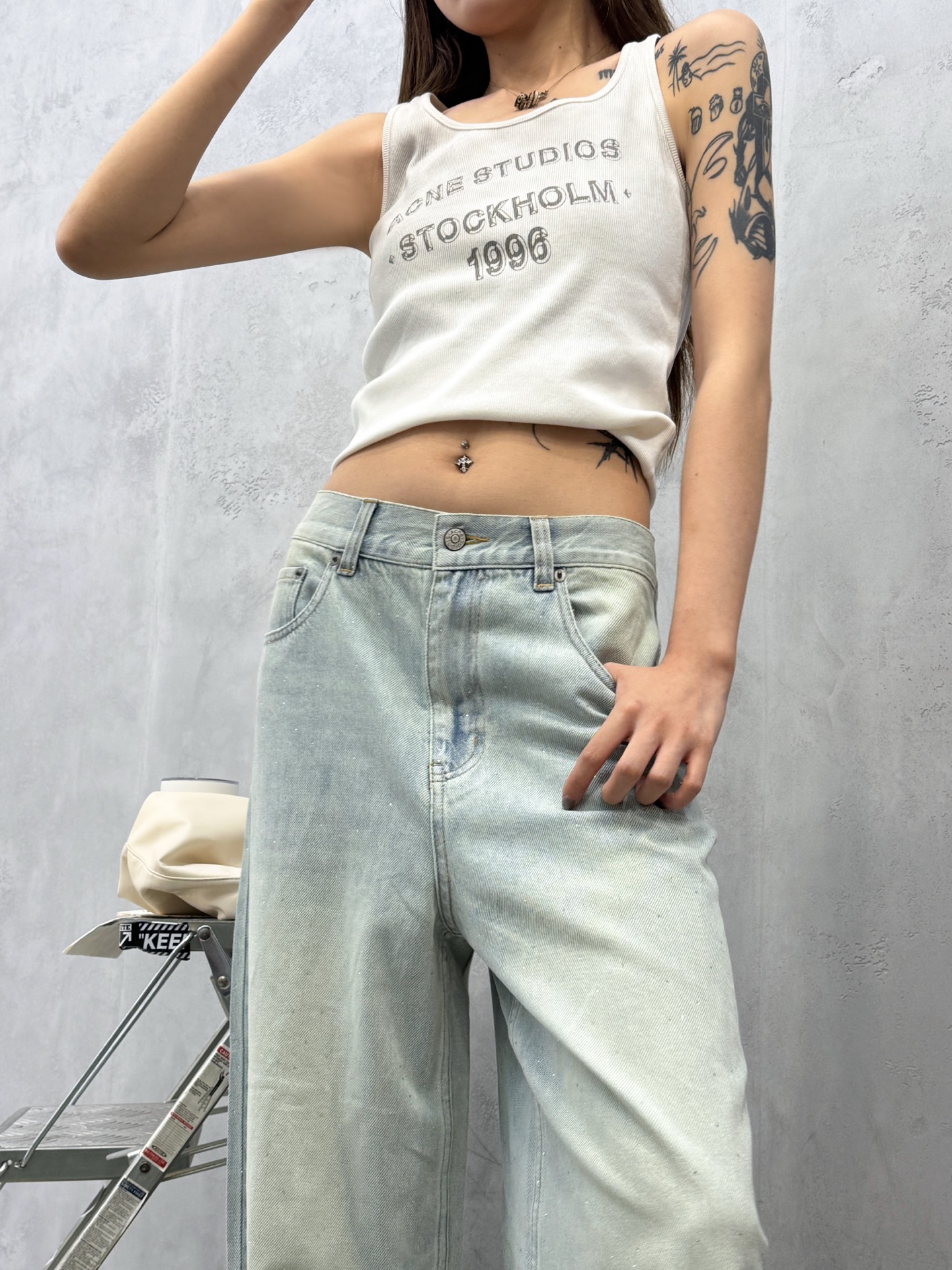 Acne ｜ 新款牛仔裤，成衣洗水烫钻工艺，休闲时尚，尺码sml