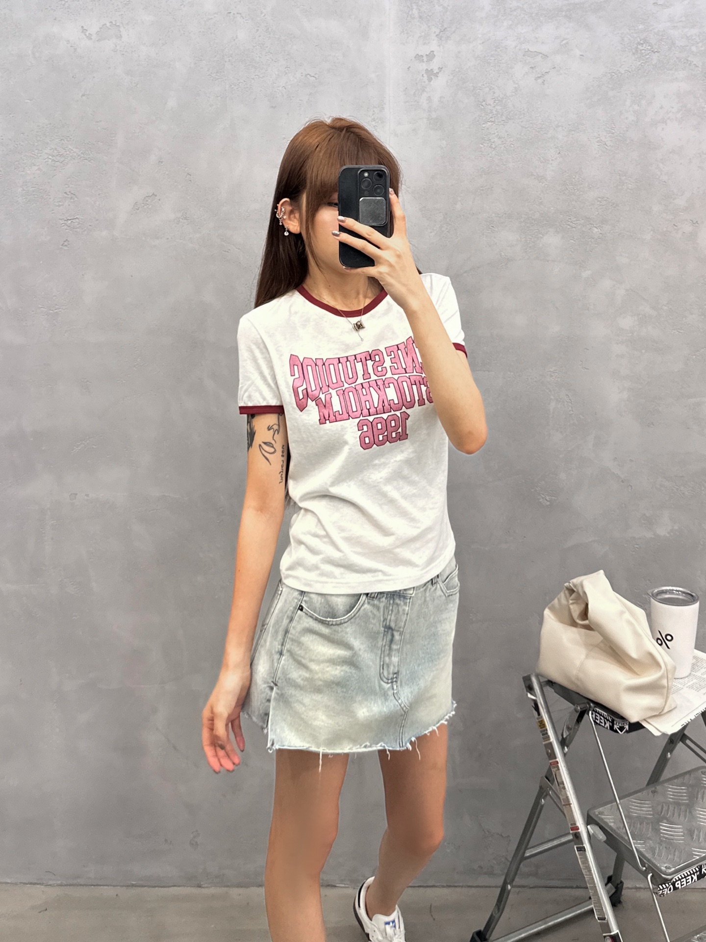 Acne ｜ 新款短袖t，成衣洗水固色工艺，品牌最新字母印花，莱赛尔棉面料，撞色螺纹设计，尺码sml