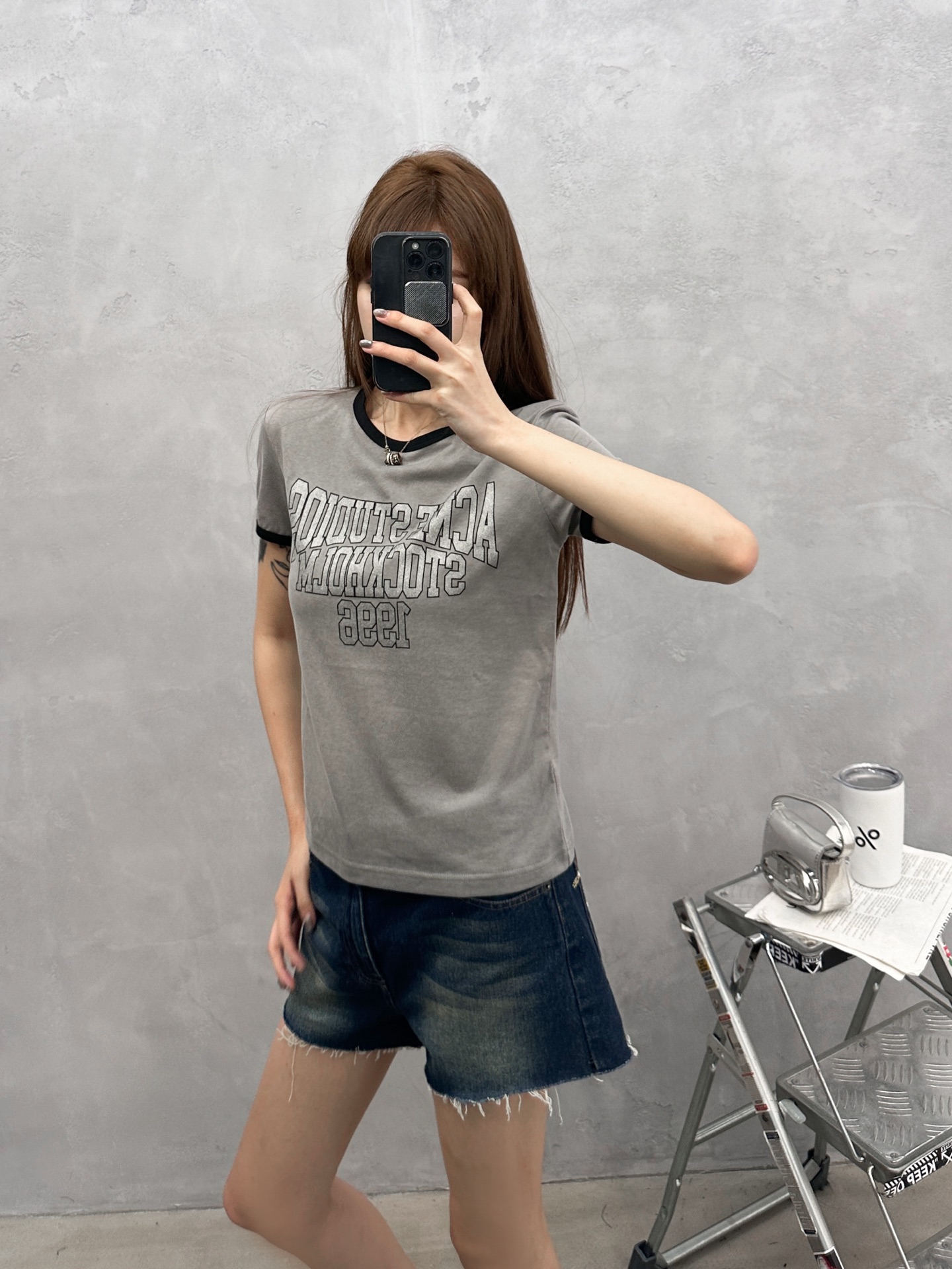 Acne ｜ 新款短袖t，成衣洗水固色工艺，品牌最新字母印花，莱赛尔棉面料，撞色螺纹设计，尺码sml