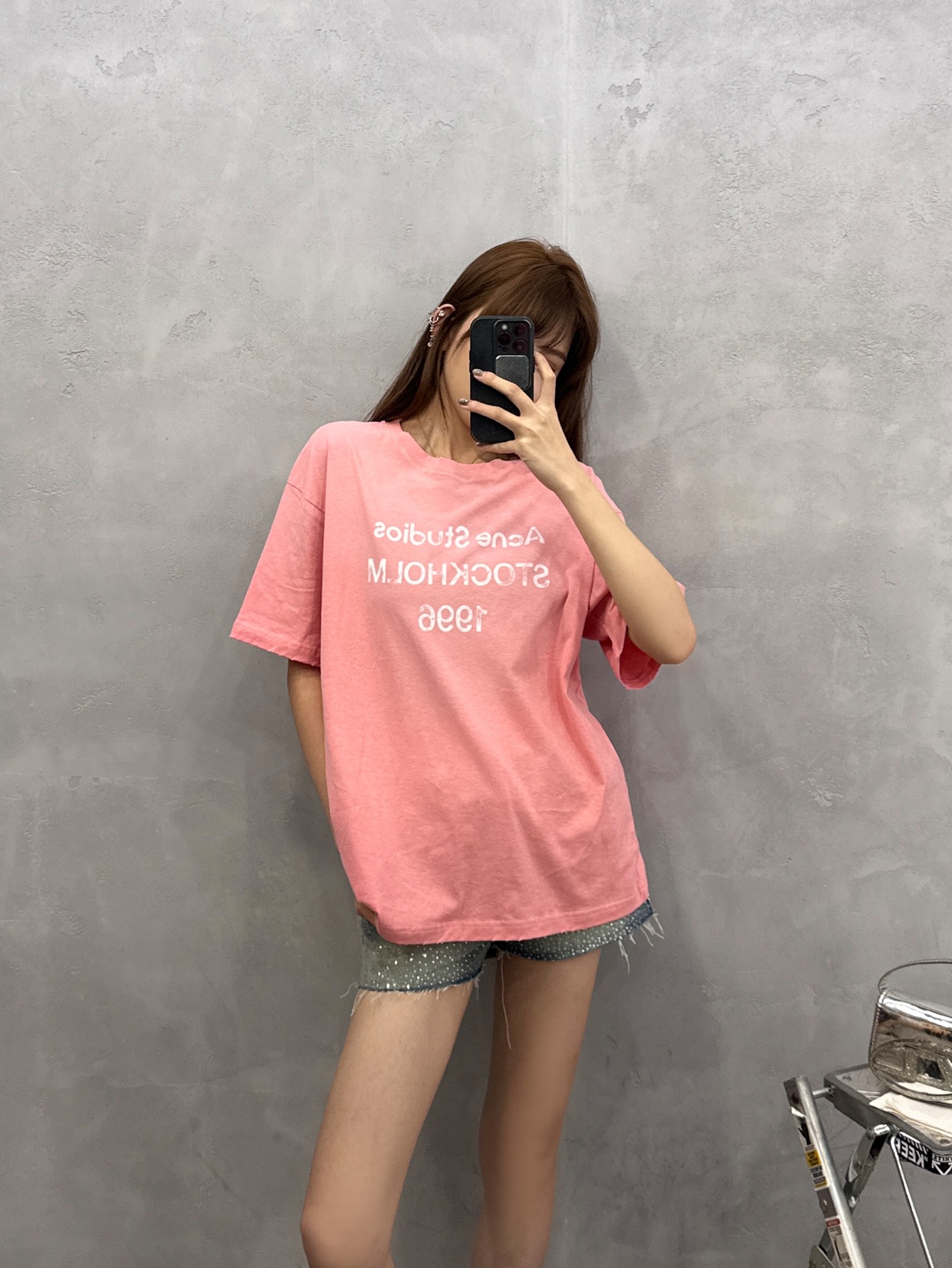 Acne ｜ 新款短袖t，成衣洗水喷色印花吊磨工艺，进口亚麻棉面料，时尚休闲，尺码sml
