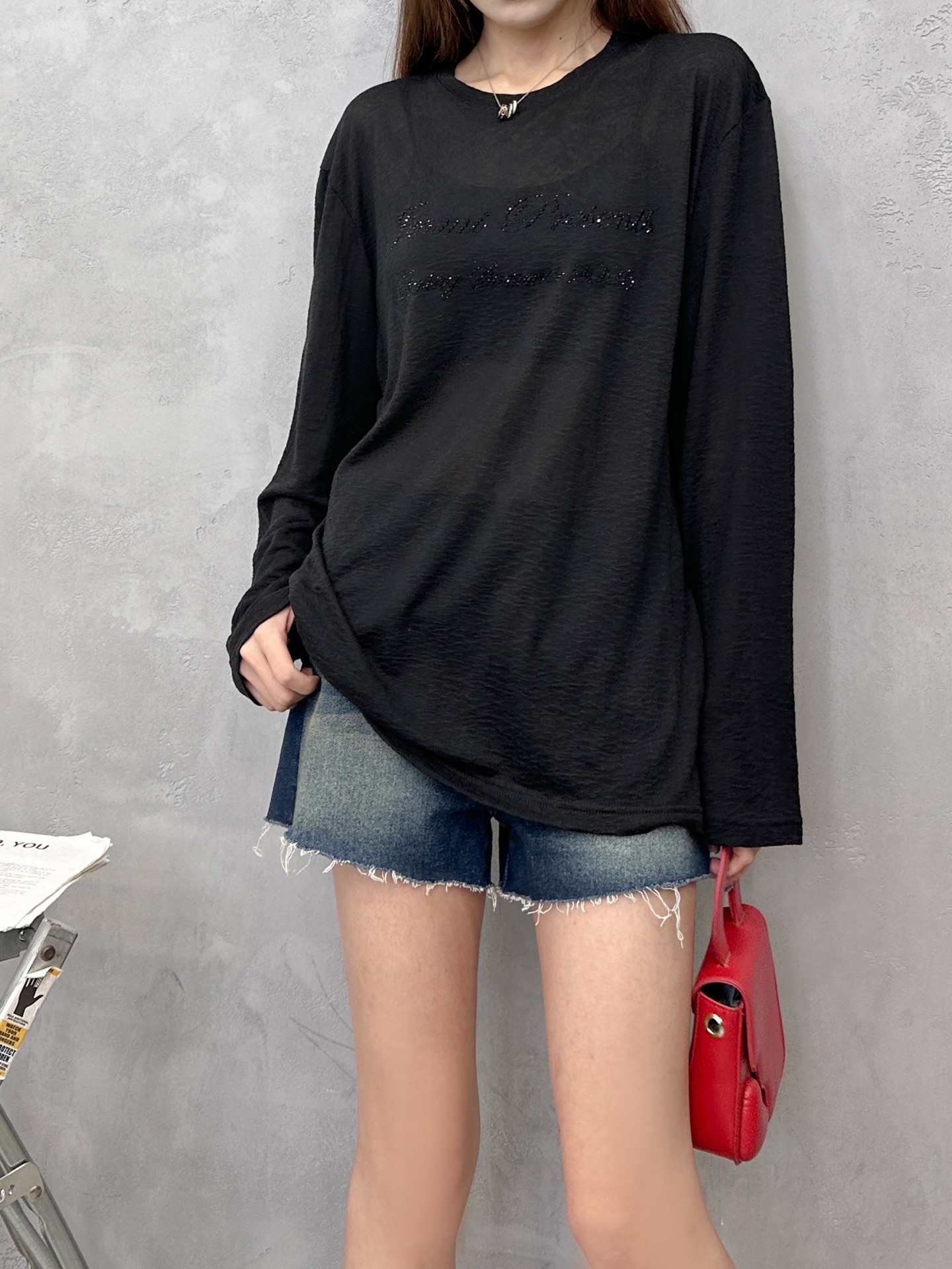 Acne ｜ 新款长袖罩衫，前后品牌经典字母烫钻工艺，进口天丝羊毛面料，休闲时尚，尺码sml