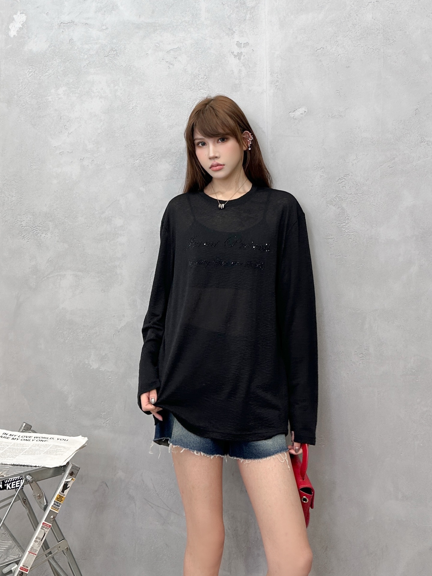 Acne ｜ 新款长袖罩衫，前后品牌经典字母烫钻工艺，进口天丝羊毛面料，休闲时尚，尺码sml