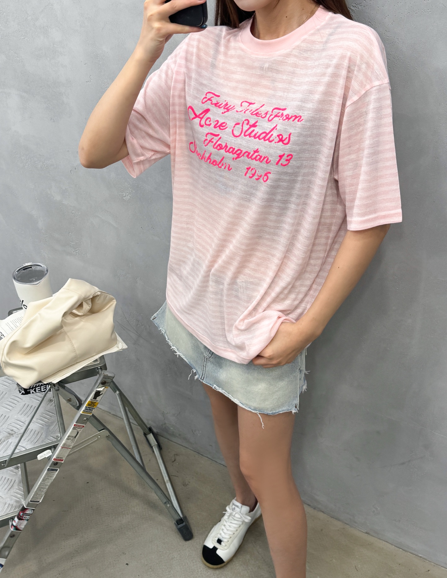 Acne ｜ 新款短袖t，品牌经典字母植绒印花工艺，色织条纹高黏面料，时尚休闲，尺码sml