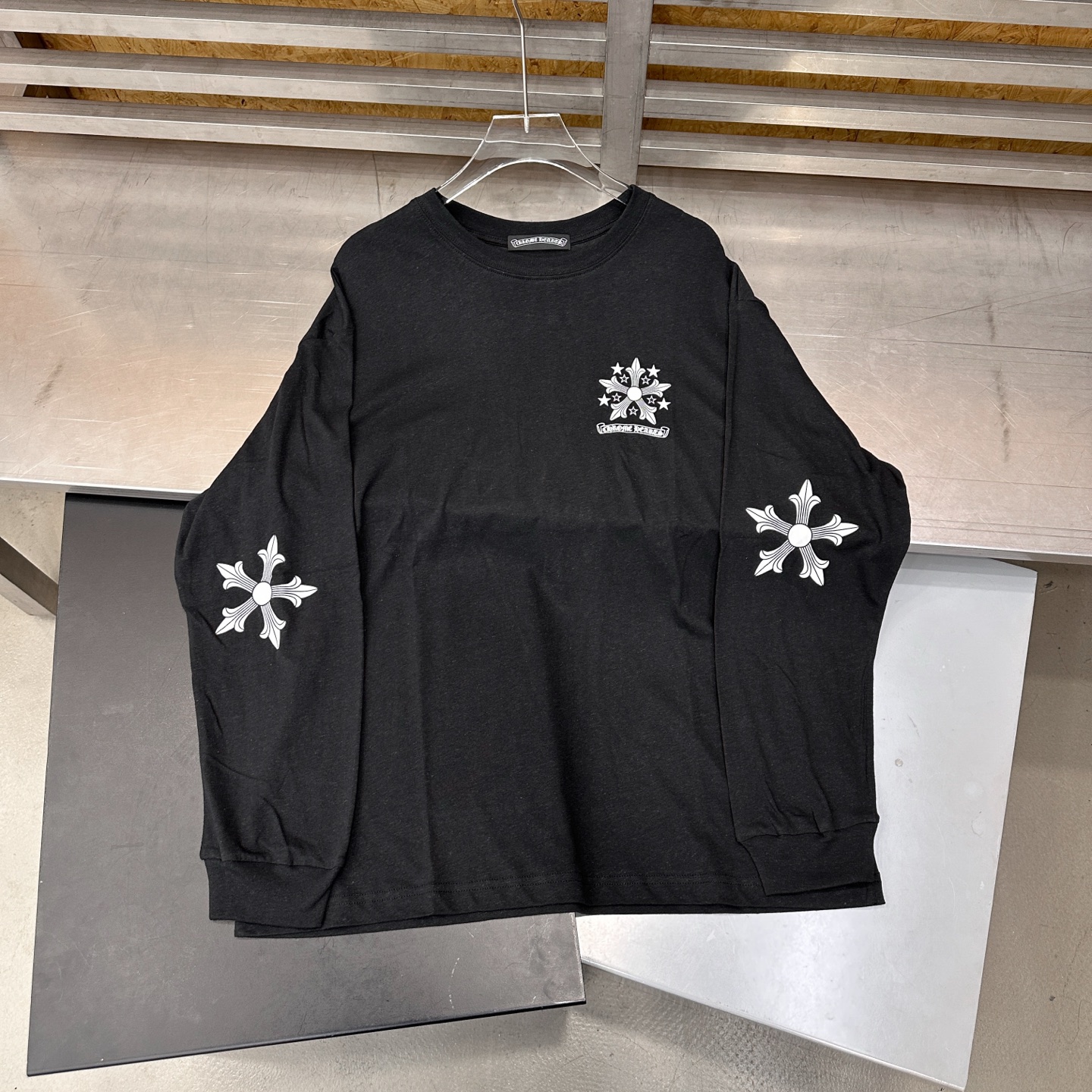 克罗心 ｜ 新款长袖t，成衣洗水加多处印花工艺，日本进口亚麻棉面料，休闲时尚，尺码sml