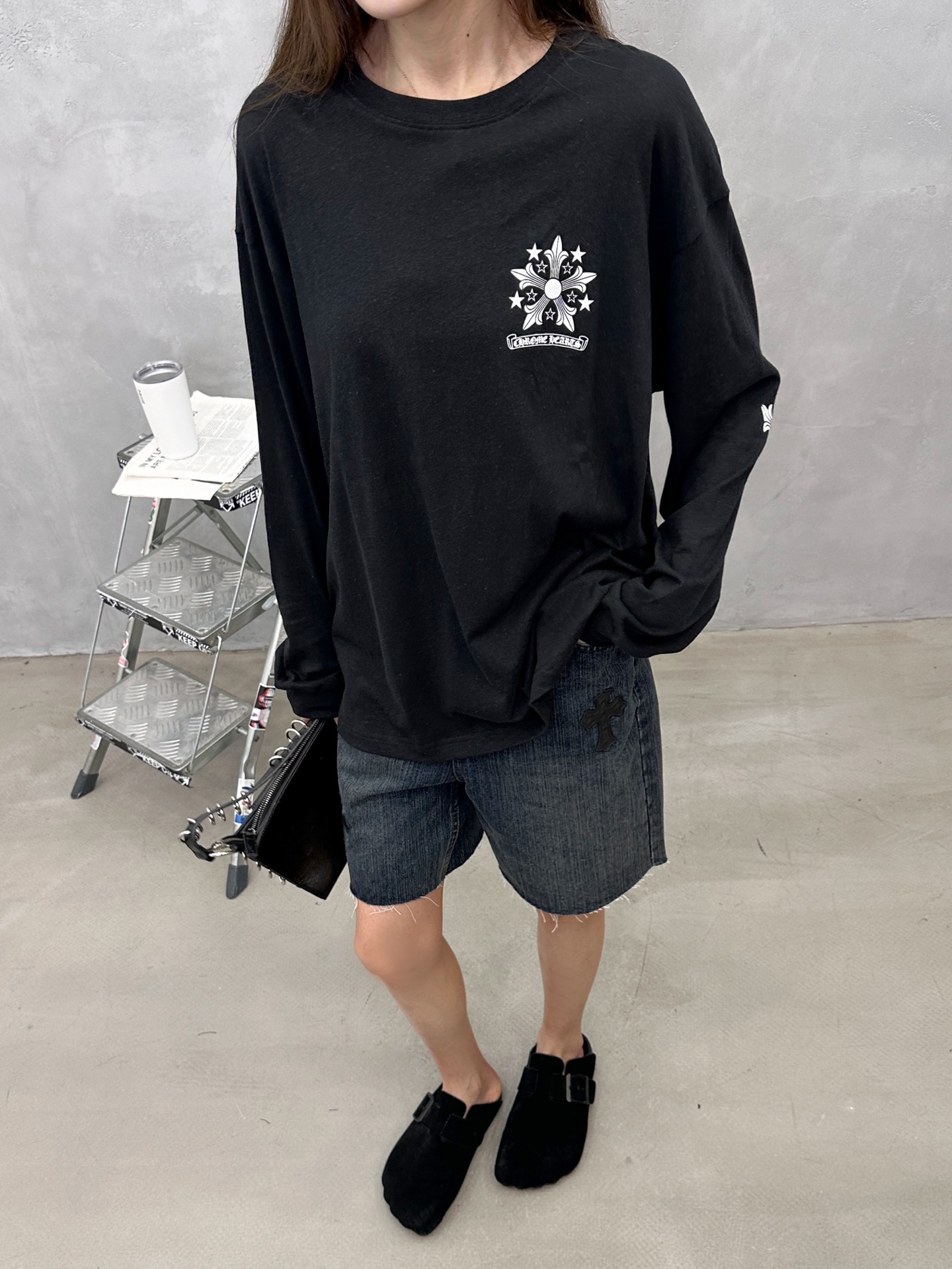 克罗心 ｜ 新款长袖t，成衣洗水加多处印花工艺，日本进口亚麻棉面料，休闲时尚，尺码sml