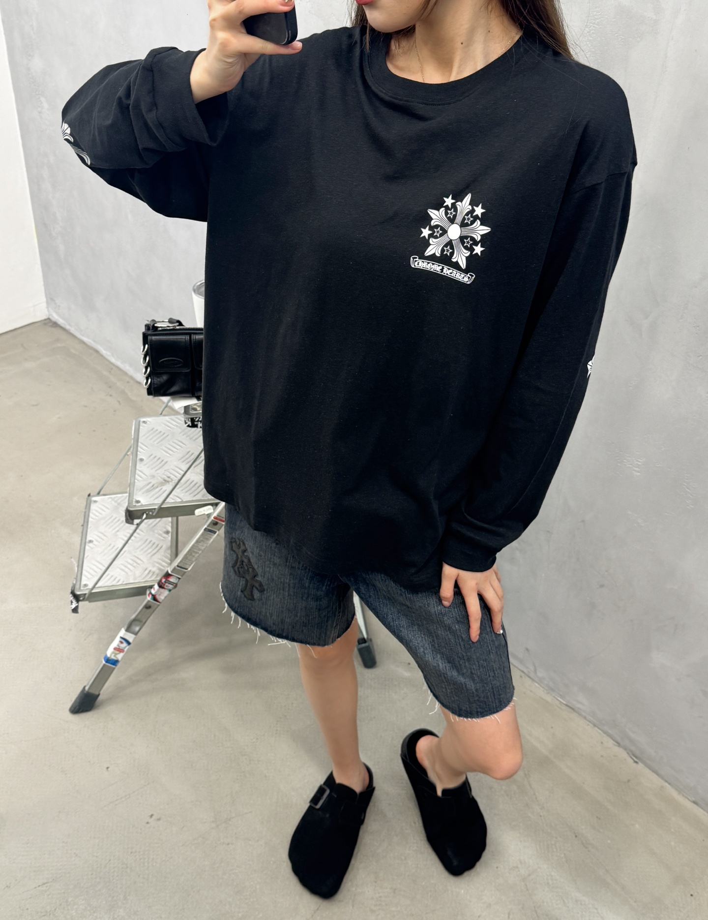 克罗心 ｜ 新款长袖t，成衣洗水加多处印花工艺，日本进口亚麻棉面料，休闲时尚，尺码sml