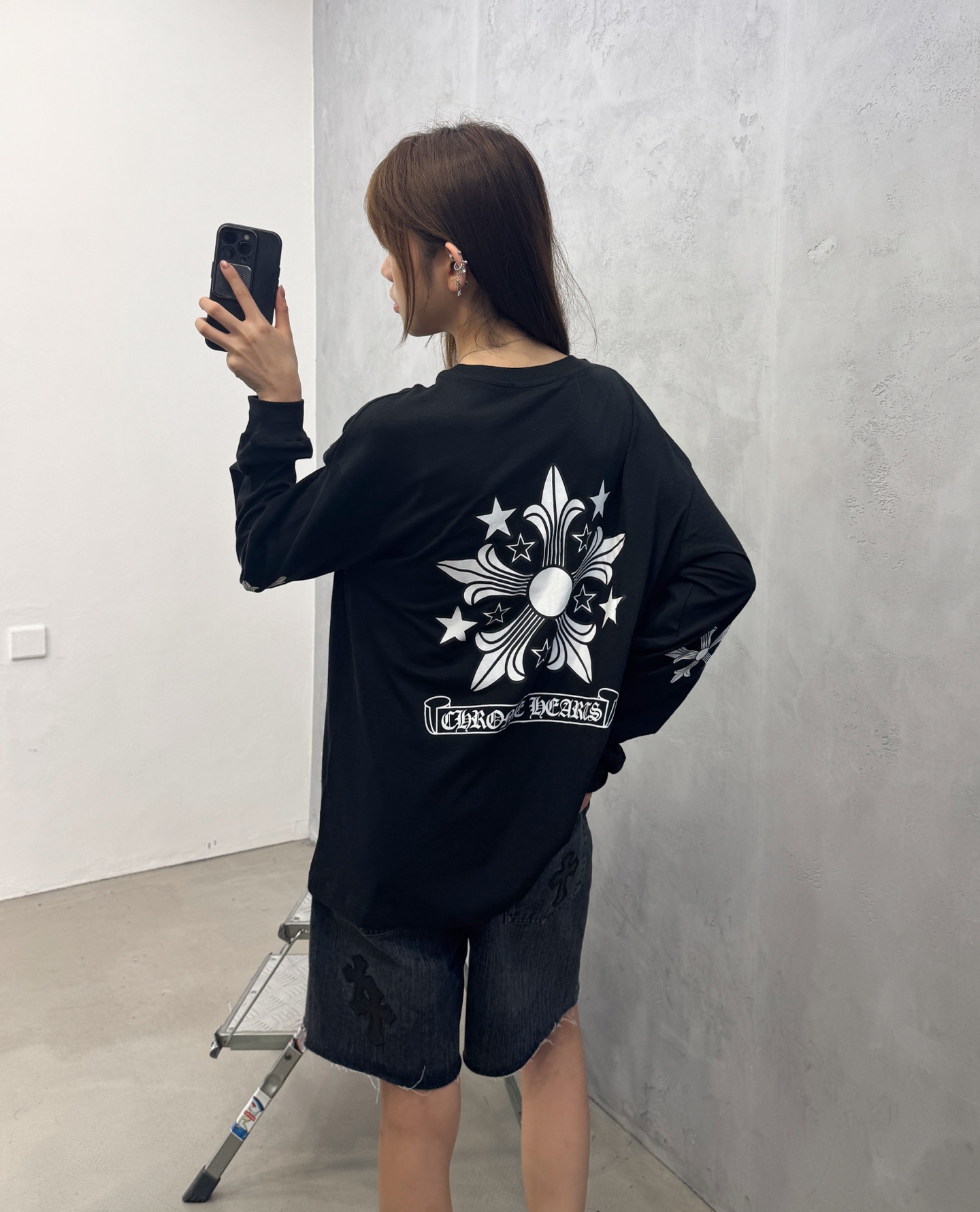 克罗心 ｜ 新款长袖t，成衣洗水加多处印花工艺，日本进口亚麻棉面料，休闲时尚，尺码sml