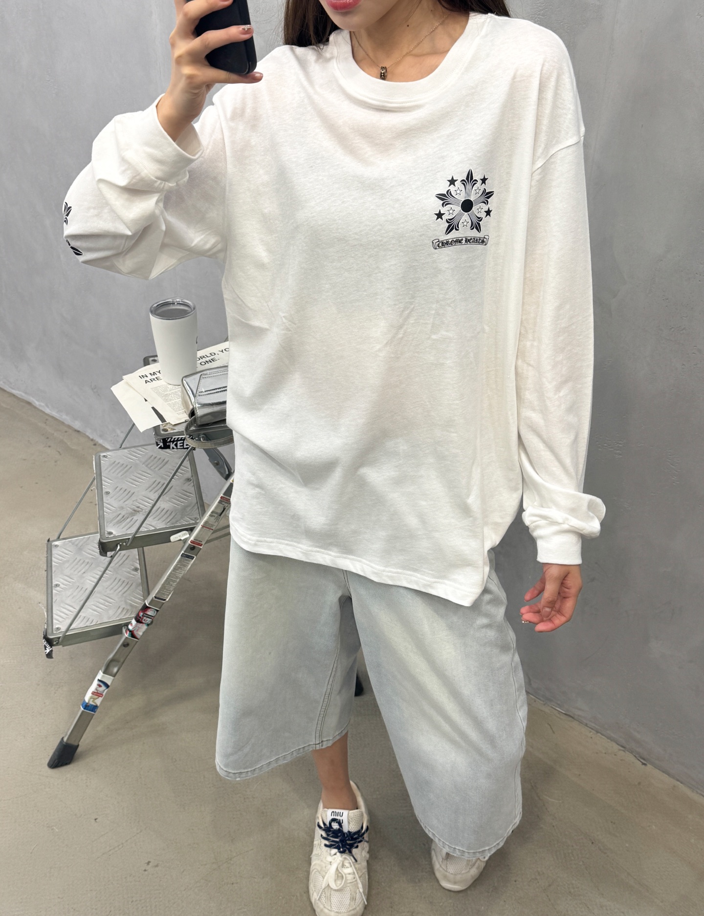 克罗心 ｜ 新款长袖t，成衣洗水加多处印花工艺，日本进口亚麻棉面料，休闲时尚，尺码sml