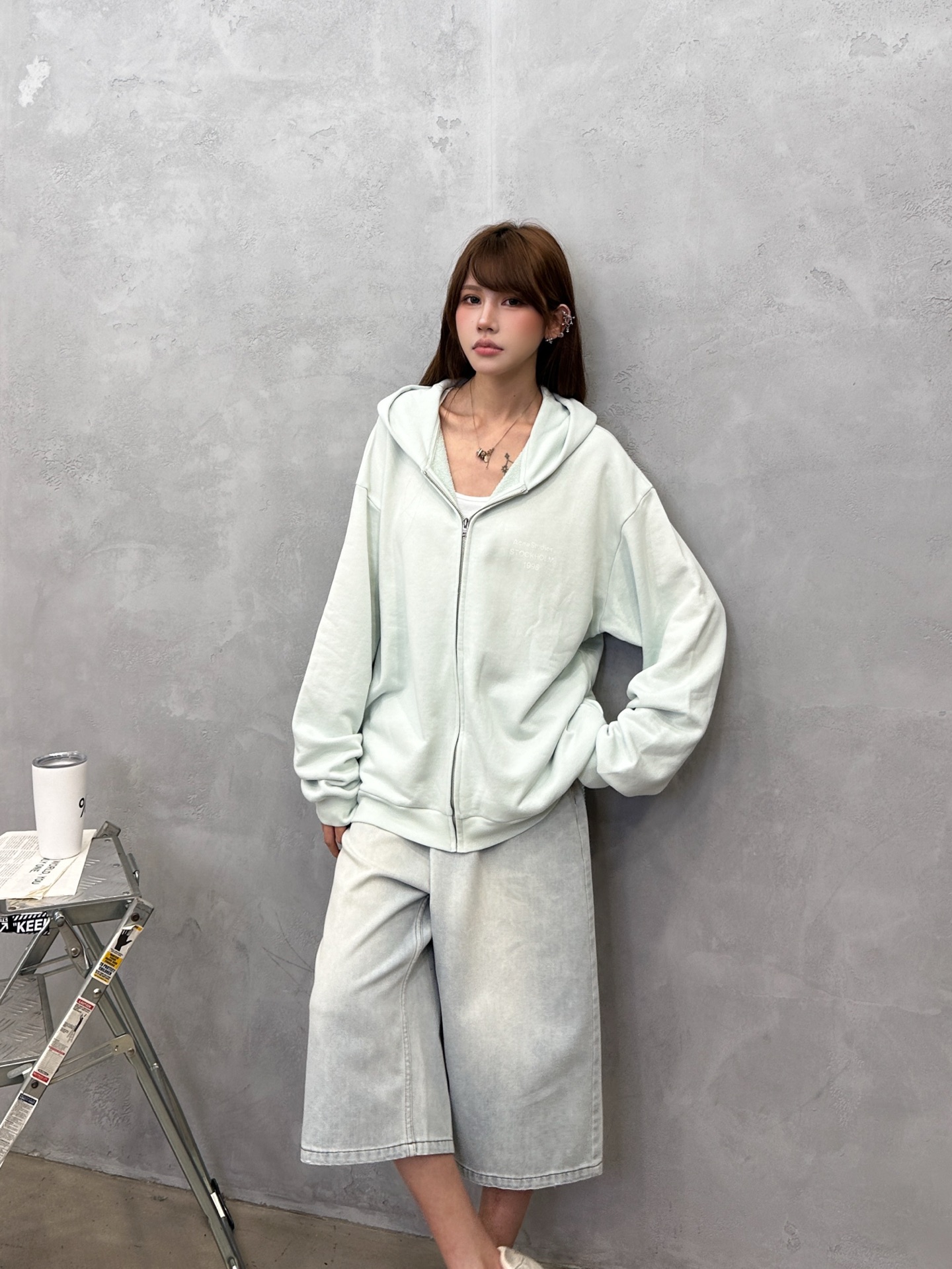 Acne ｜ 新款卫衣开衫，成衣洗水喷色加前后印花工艺，时尚休闲，尺码sml