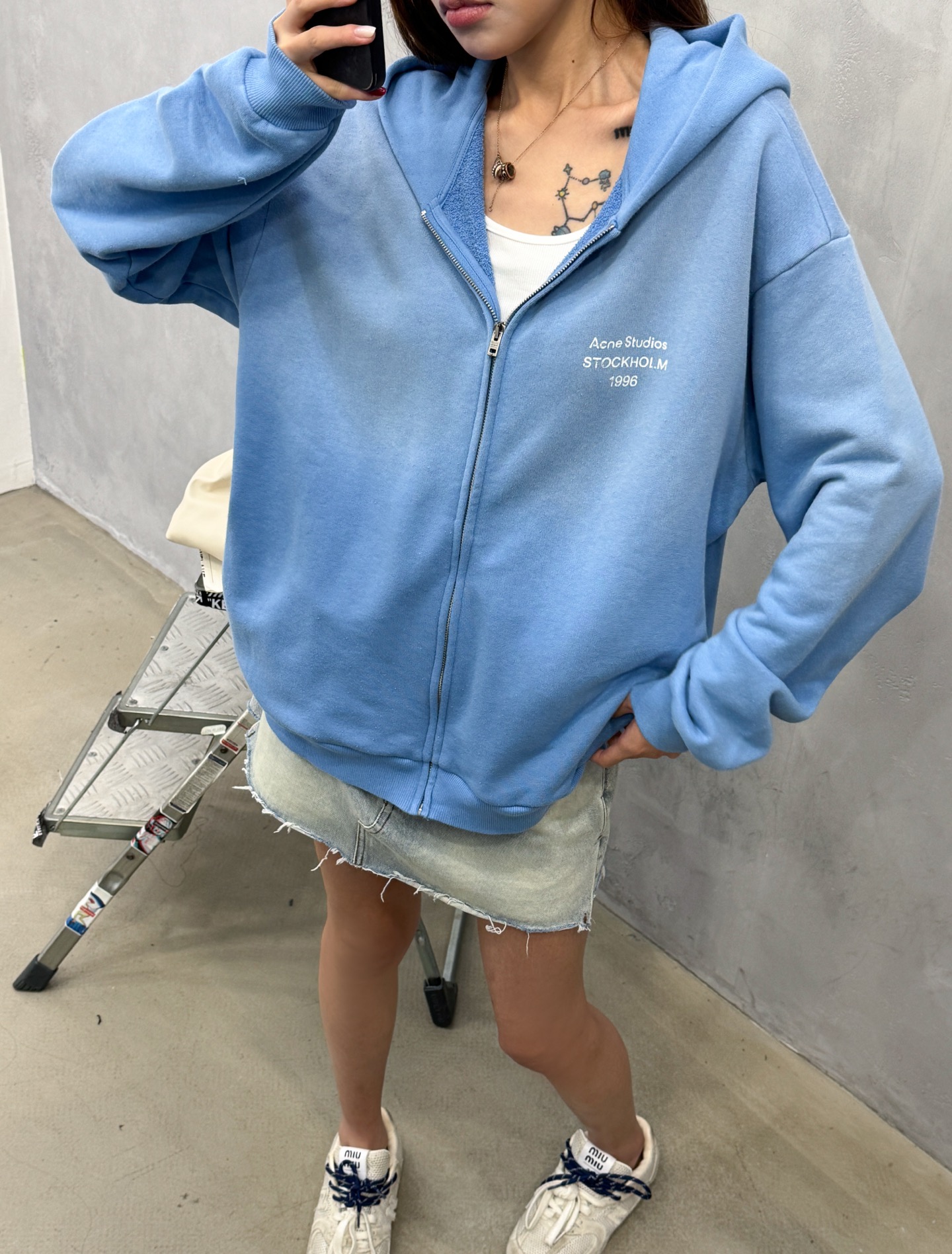 Acne ｜ 新款卫衣开衫，成衣洗水喷色加前后印花工艺，时尚休闲，尺码sml