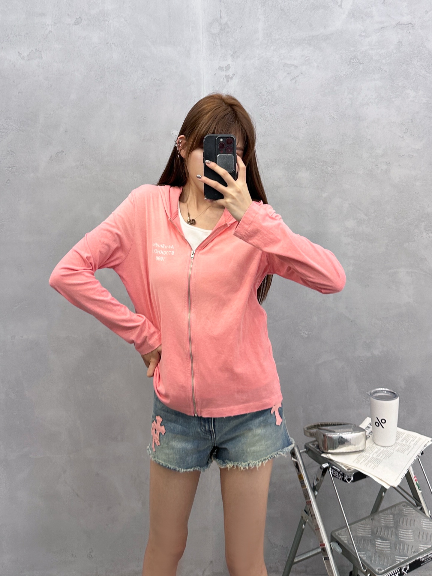 Acne ｜ 新款卫衣开衫，品牌经典印花加成衣洗水吊磨喷色工艺，进口亚麻棉面料，休闲时尚，尺码sml